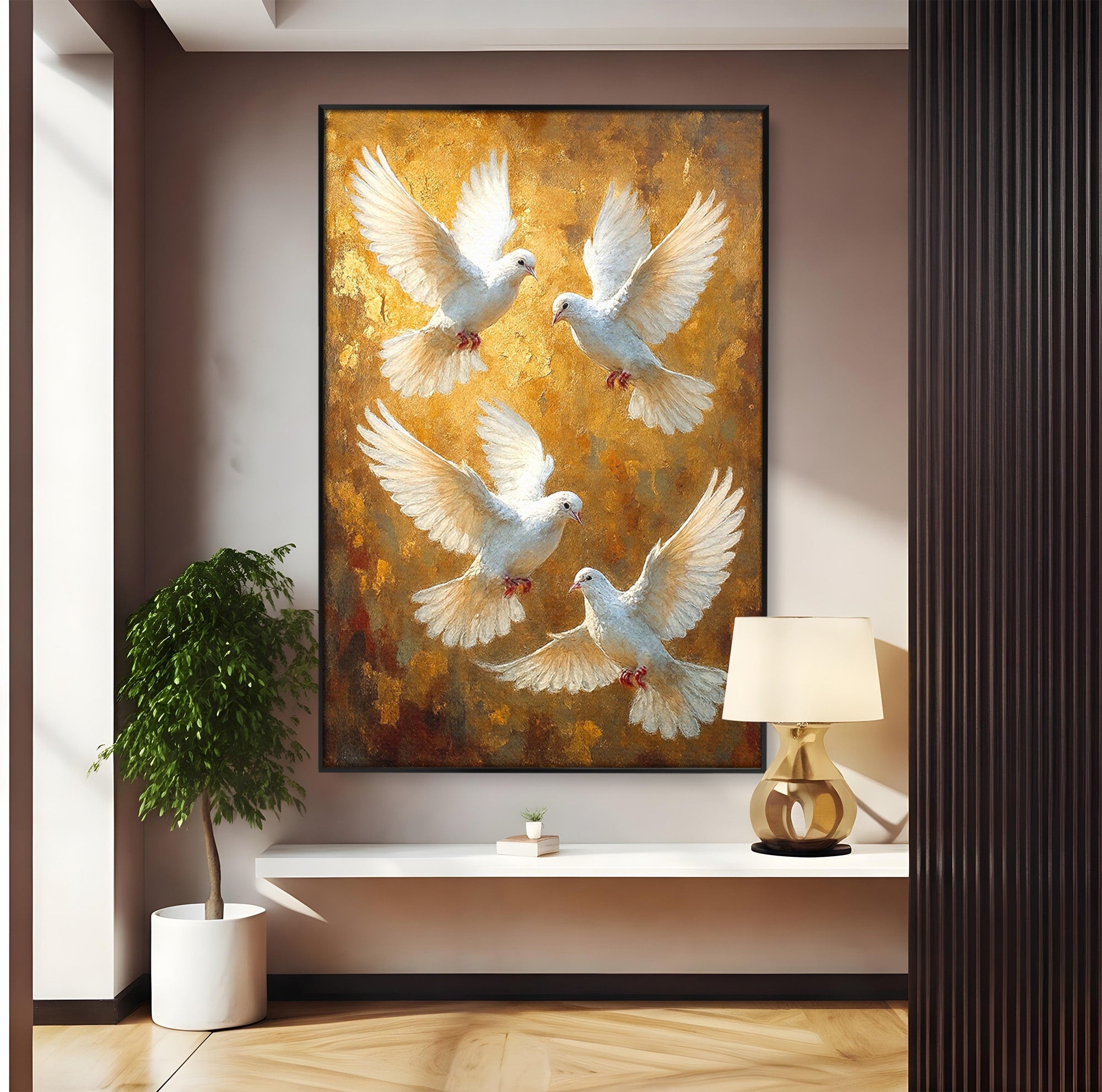 Tablou Canvas Premium LuxCanva® PI1287, Porumbei In Zbor, Cer, Aripi, Pasari, Pace, Living, Dormitor, Culori Vibrante