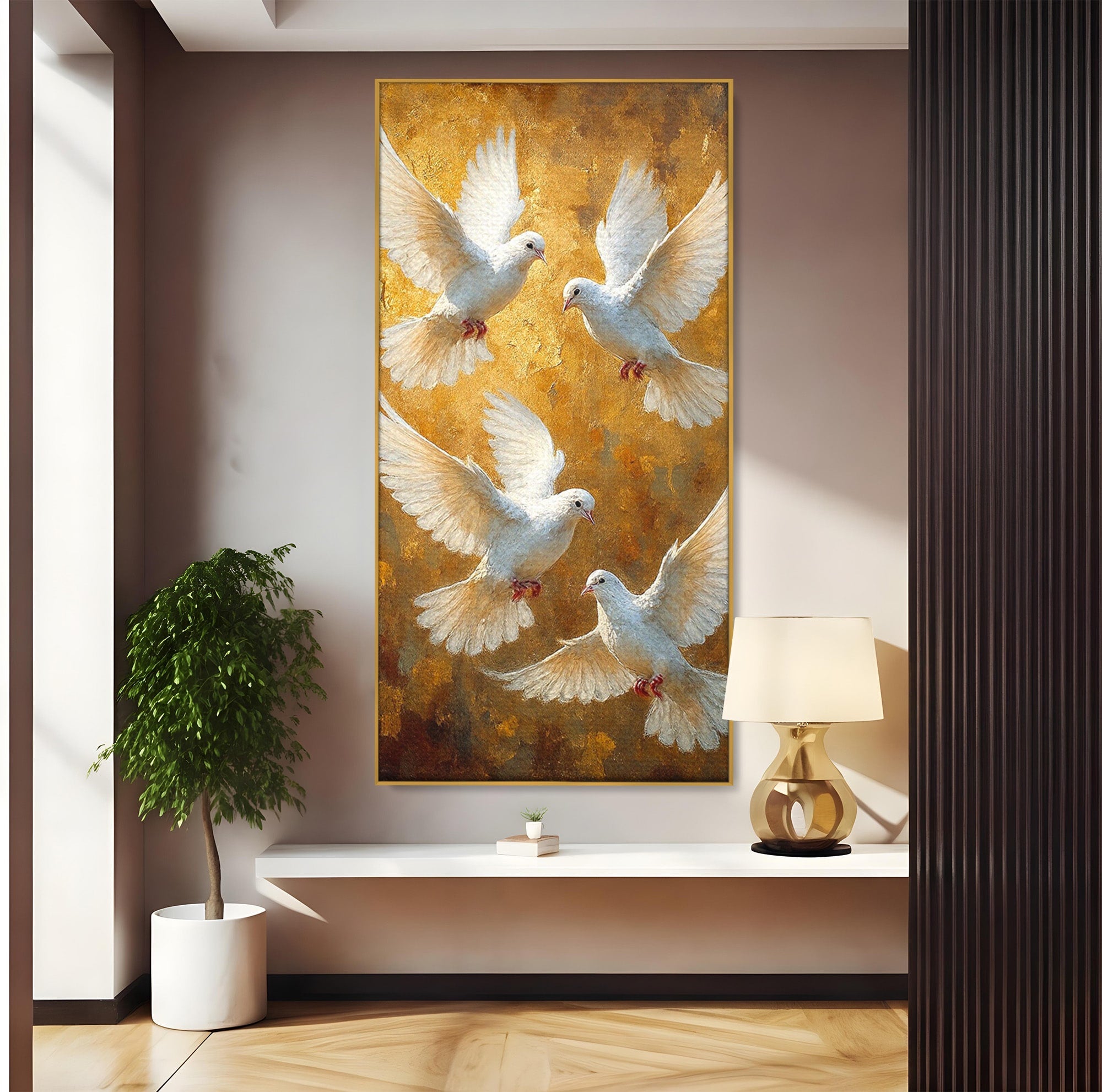 Tablou Canvas Premium LuxCanva® PI1287, Porumbei In Zbor, Cer, Aripi, Pasari, Pace, Living, Dormitor, Culori Vibrante