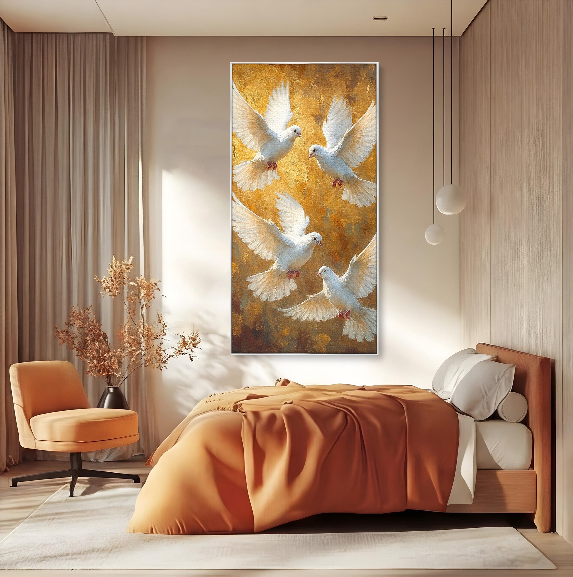 Tablou Canvas Premium LuxCanva® PI1287, Porumbei In Zbor, Cer, Aripi, Pasari, Pace, Living, Dormitor, Culori Vibrante