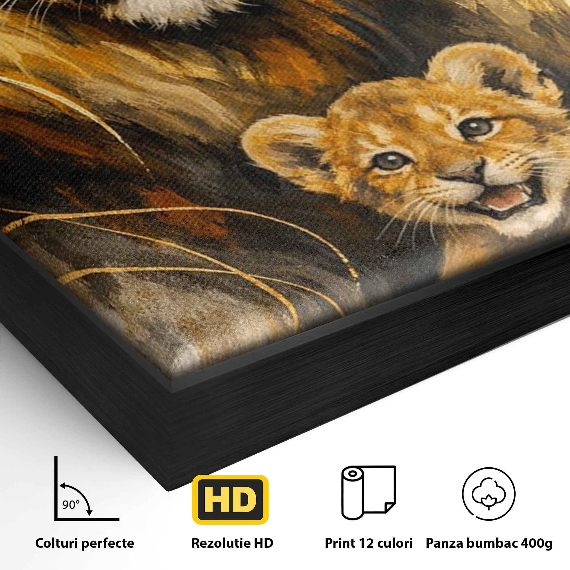 Tablou Canvas Premium LuxCanva® PI1288, Familia De Lei, Rege, Regina, Animale, Safari, Living, Culori Vibrante