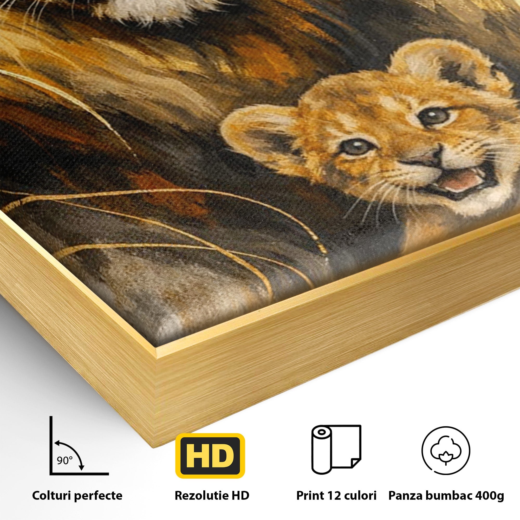 Tablou Canvas Premium LuxCanva® PI1288, Familia De Lei, Rege, Regina, Animale, Safari, Living, Culori Vibrante