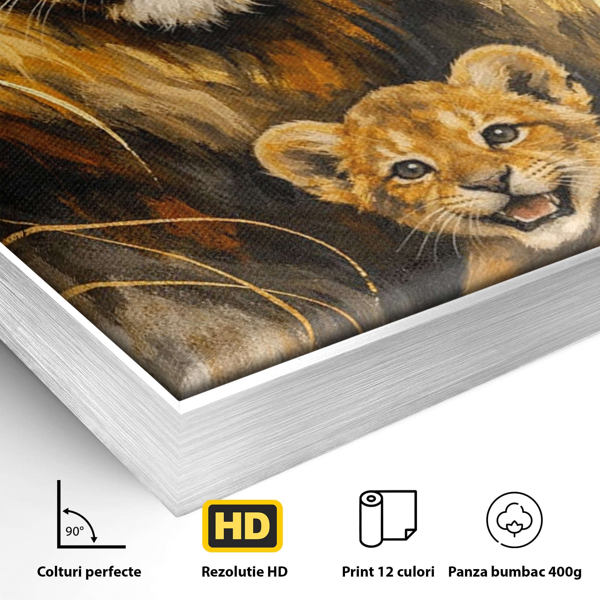 Tablou Canvas Premium LuxCanva® PI1288, Familia De Lei, Rege, Regina, Animale, Safari, Living, Culori Vibrante