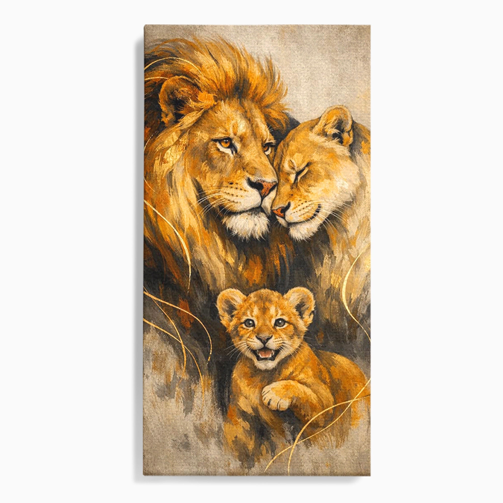 Tablou Canvas Premium LuxCanva® PI1288, Familia De Lei, Rege, Regina, Animale, Safari, Living, Culori Vibrante
