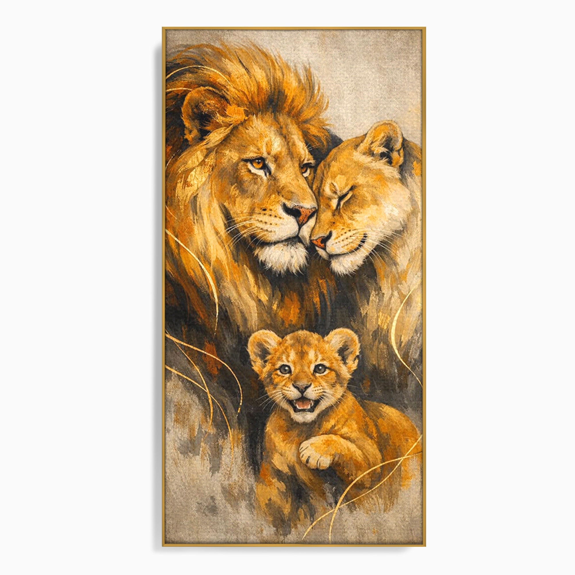 Tablou Canvas Premium LuxCanva® PI1288, Familia De Lei, Rege, Regina, Animale, Safari, Living, Culori Vibrante