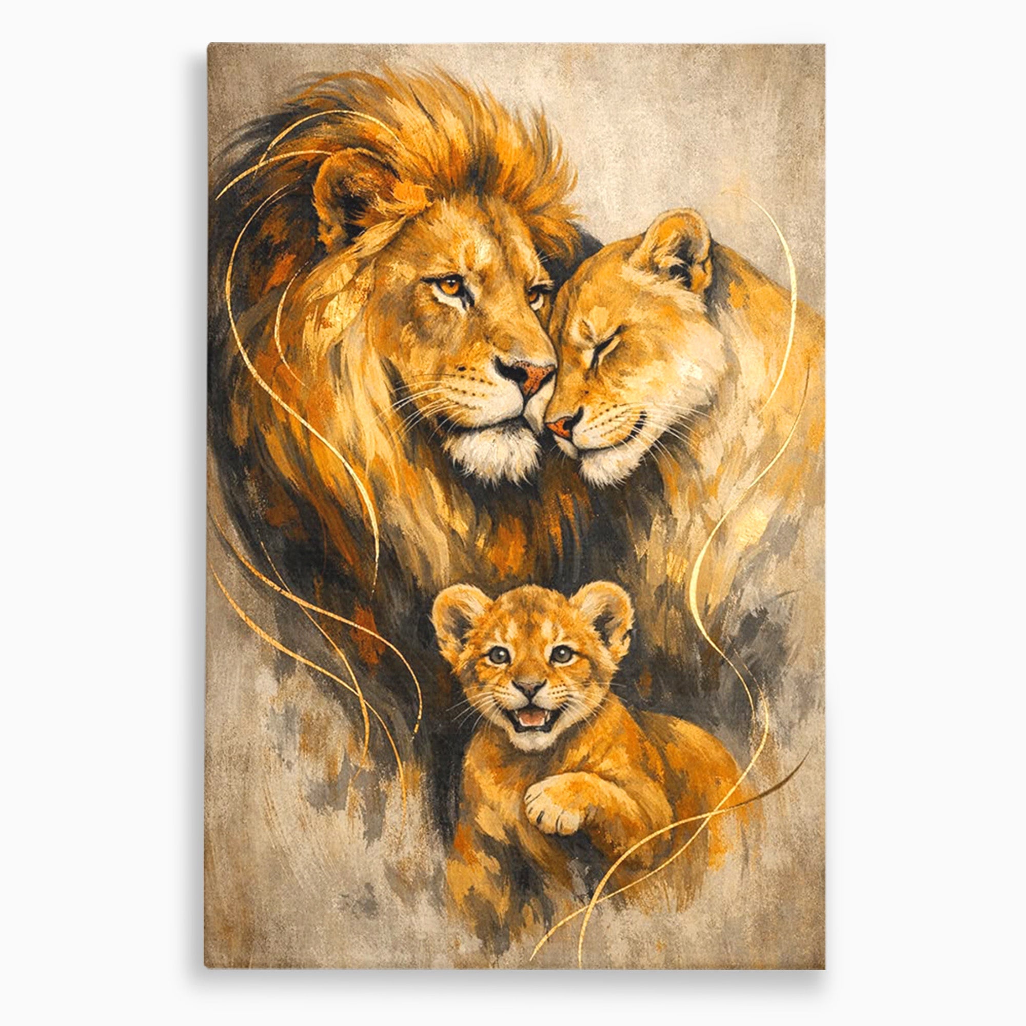 Tablou Canvas Premium LuxCanva® PI1288, Familia De Lei, Rege, Regina, Animale, Safari, Living, Culori Vibrante