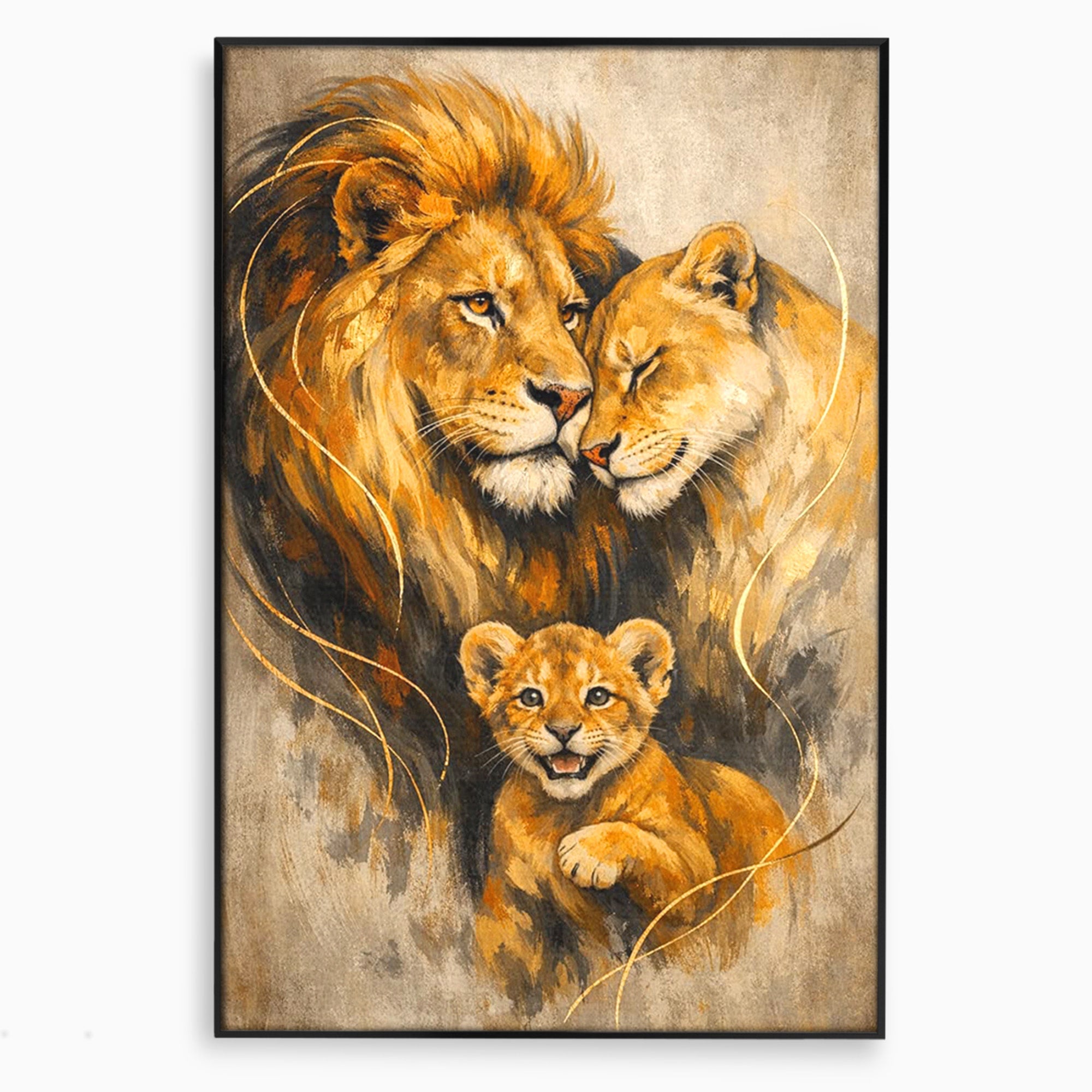 Tablou Canvas Premium LuxCanva® PI1288, Familia De Lei, Rege, Regina, Animale, Safari, Living, Culori Vibrante