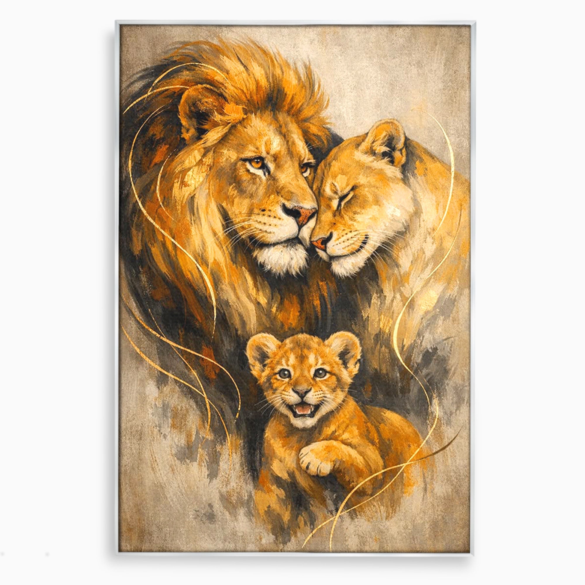 Tablou Canvas Premium LuxCanva® PI1288, Familia De Lei, Rege, Regina, Animale, Safari, Living, Culori Vibrante