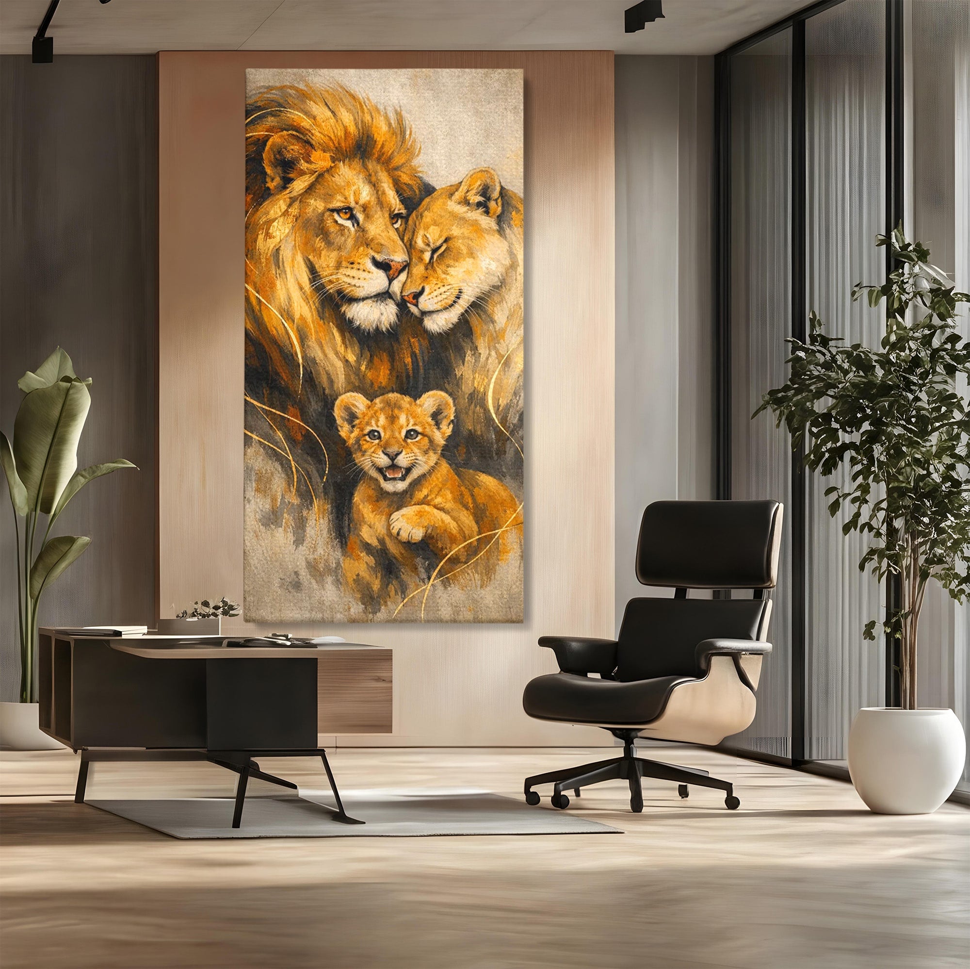 Tablou Canvas Premium LuxCanva® PI1288, Familia De Lei, Rege, Regina, Animale, Safari, Living, Culori Vibrante