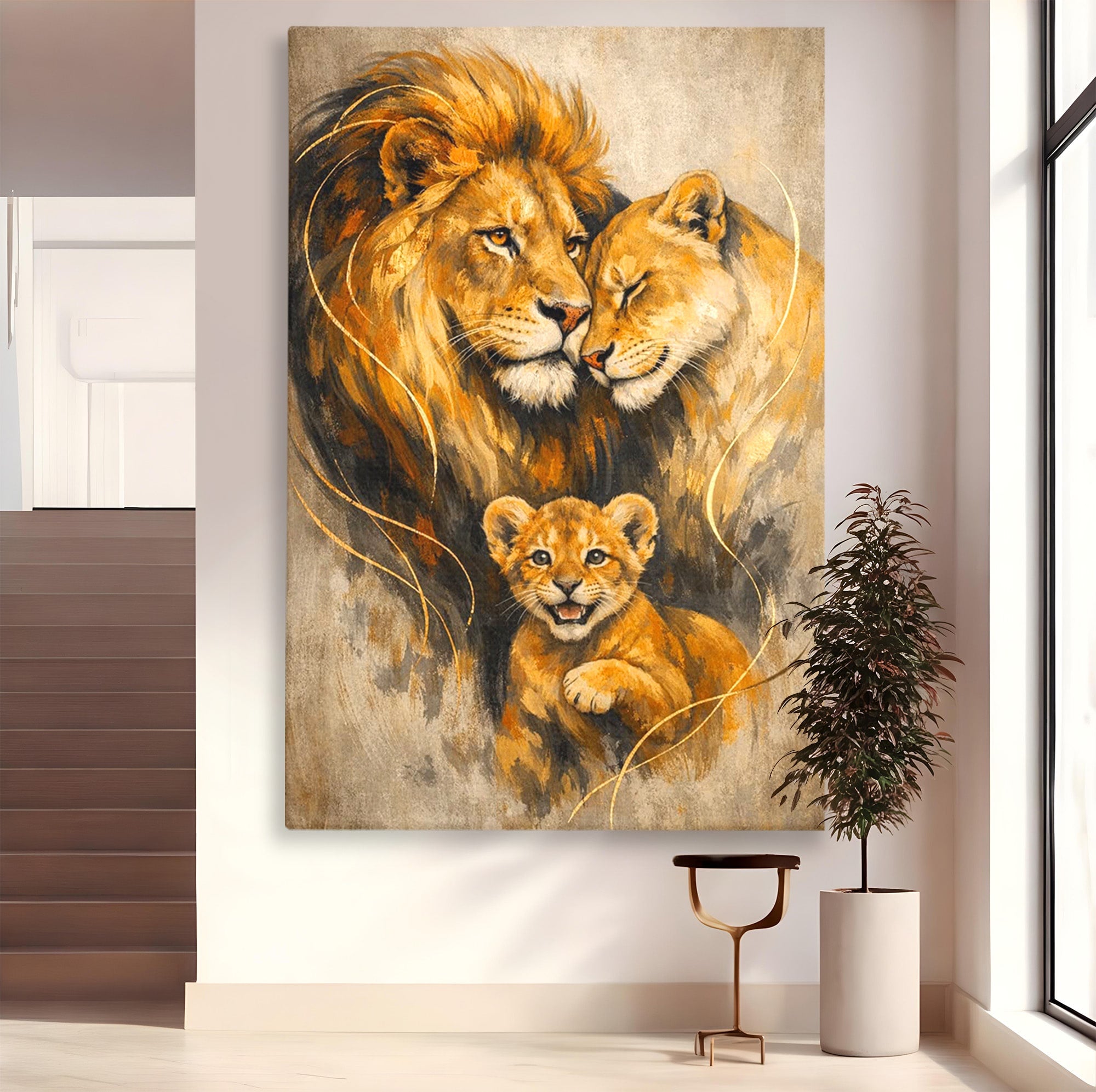 Tablou Canvas Premium LuxCanva® PI1288, Familia De Lei, Rege, Regina, Animale, Safari, Living, Culori Vibrante