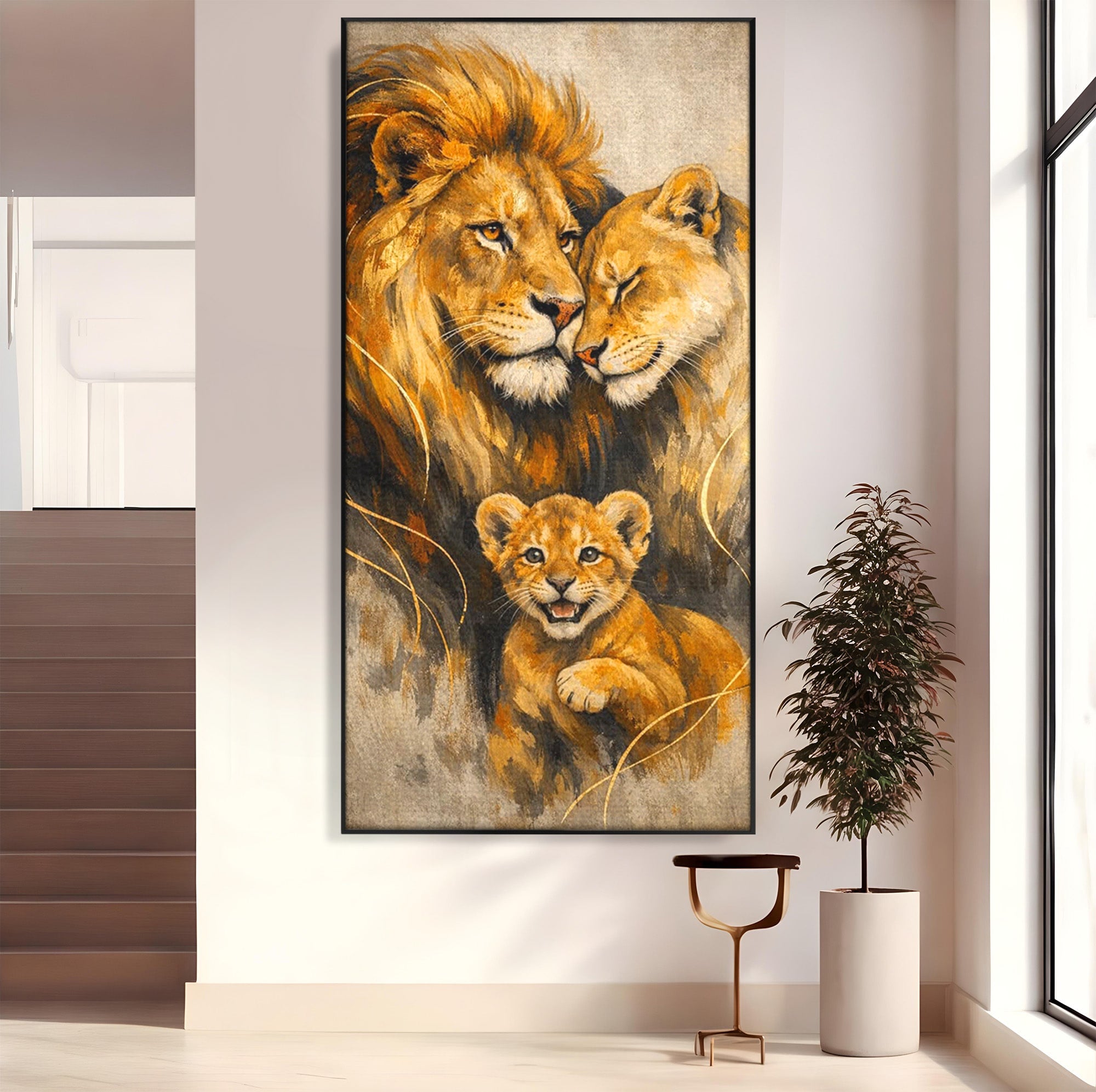 Tablou Canvas Premium LuxCanva® PI1288, Familia De Lei, Rege, Regina, Animale, Safari, Living, Culori Vibrante