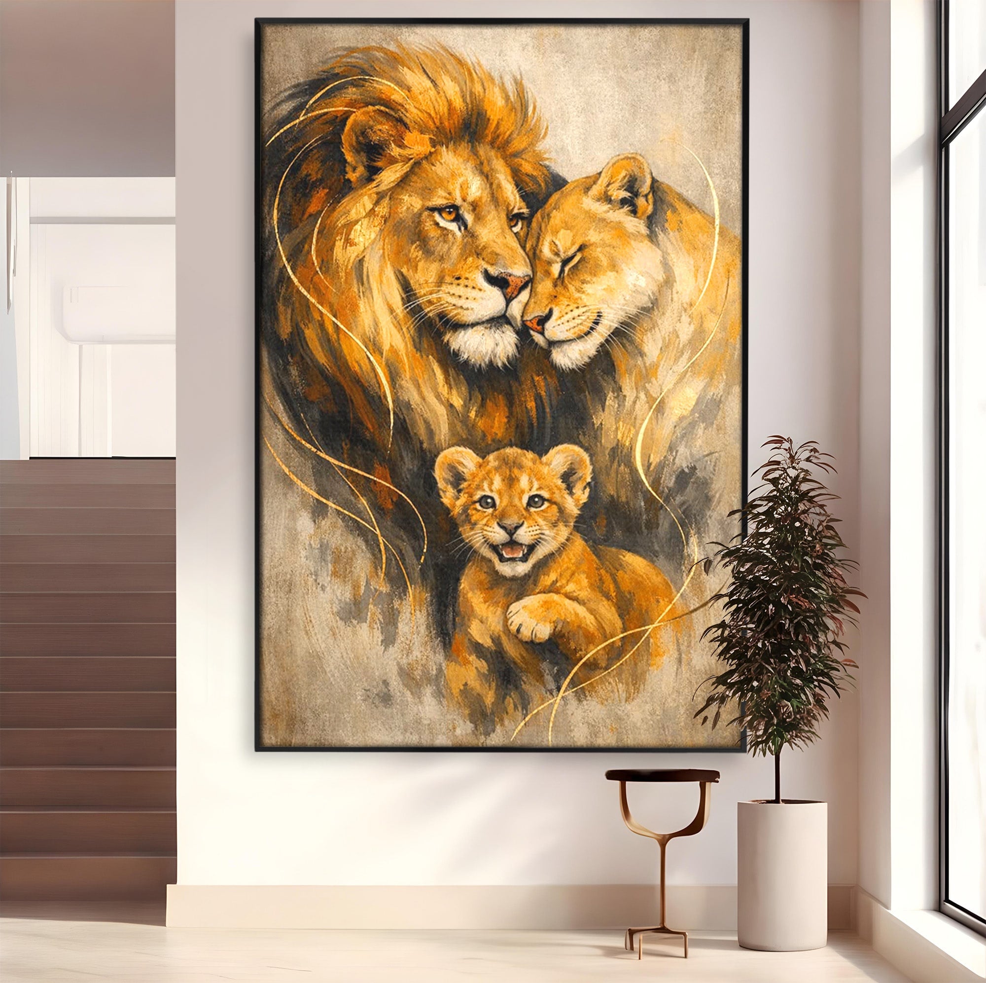 Tablou Canvas Premium LuxCanva® PI1288, Familia De Lei, Rege, Regina, Animale, Safari, Living, Culori Vibrante