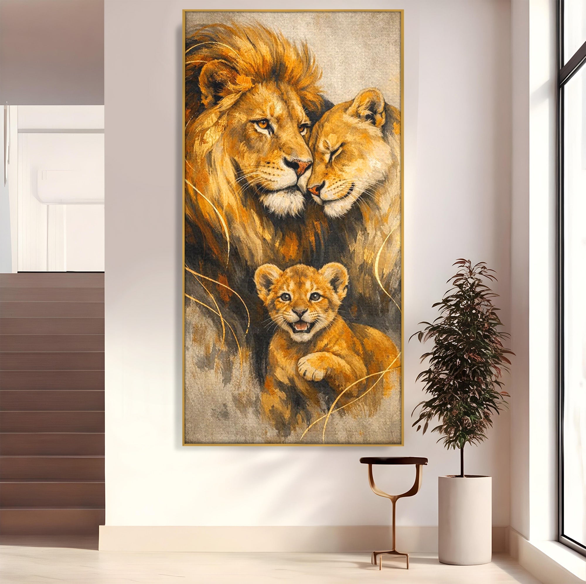 Tablou Canvas Premium LuxCanva® PI1288, Familia De Lei, Rege, Regina, Animale, Safari, Living, Culori Vibrante