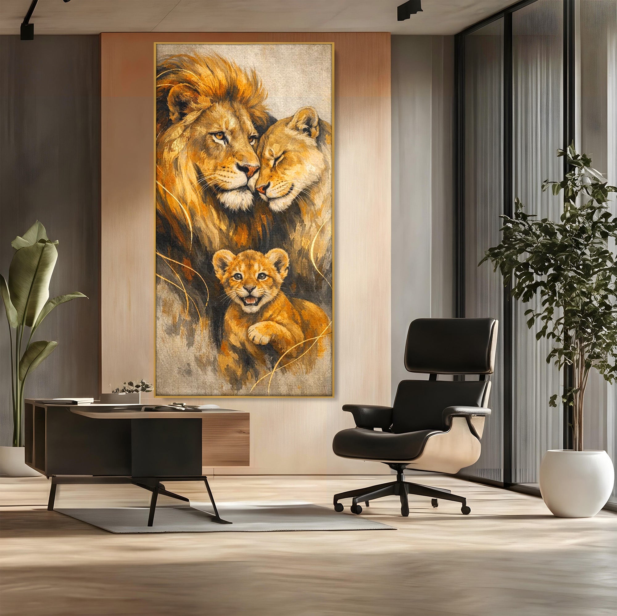 Tablou Canvas Premium LuxCanva® PI1288, Familia De Lei, Rege, Regina, Animale, Safari, Living, Culori Vibrante