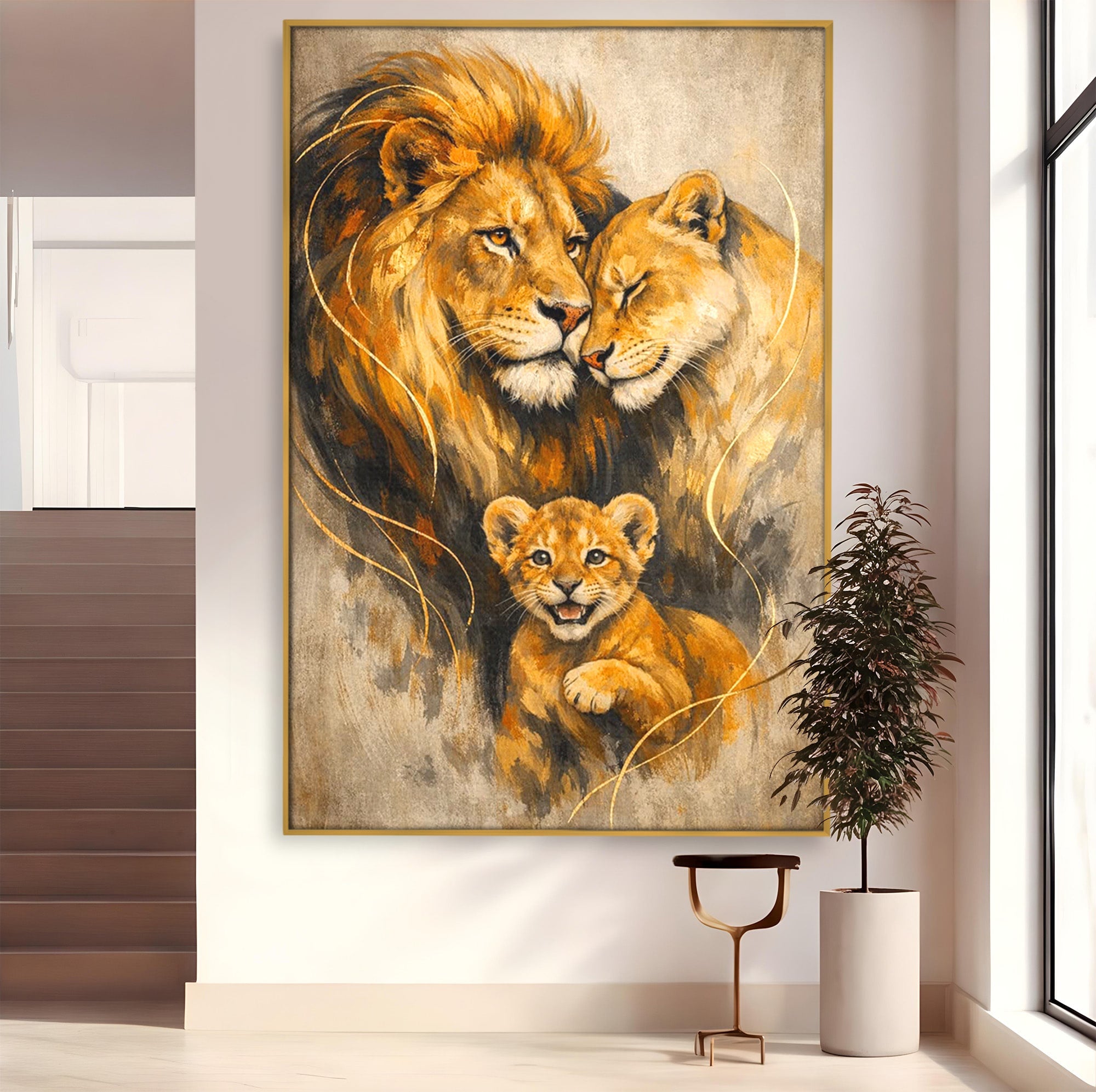 Tablou Canvas Premium LuxCanva® PI1288, Familia De Lei, Rege, Regina, Animale, Safari, Living, Culori Vibrante
