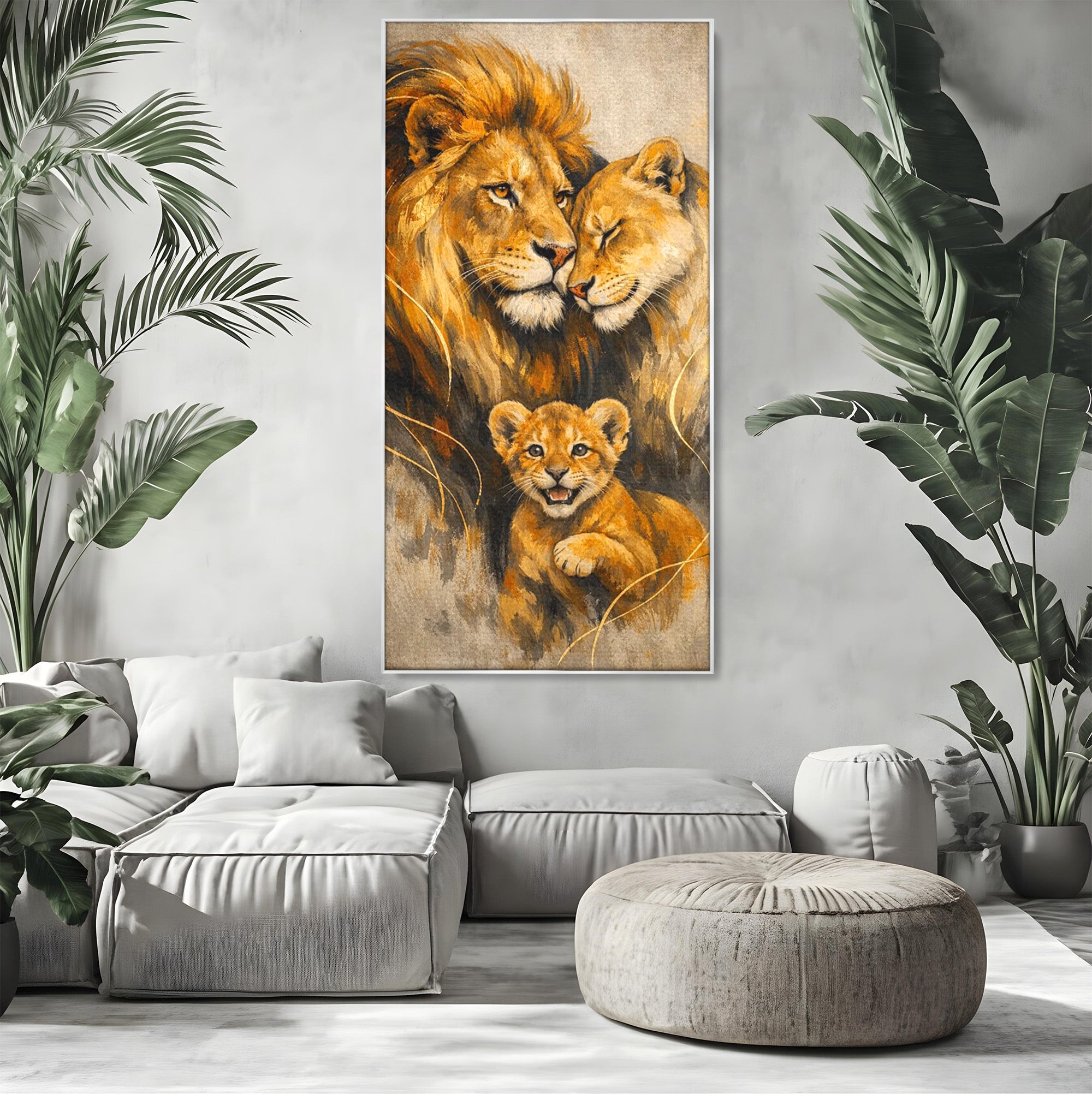 Tablou Canvas Premium LuxCanva® PI1288, Familia De Lei, Rege, Regina, Animale, Safari, Living, Culori Vibrante