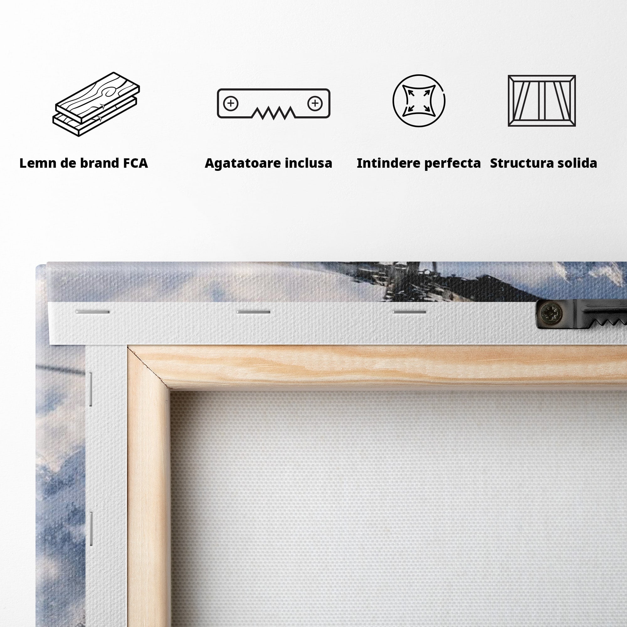 Tablou Canvas Premium LuxCanva® PI1289, Elicopter In Muntii Inzapeziti, Militar, Iarna, Peisaj Montan, Aventura, Zbor, Dormitor, Birou, Culori Vibrante