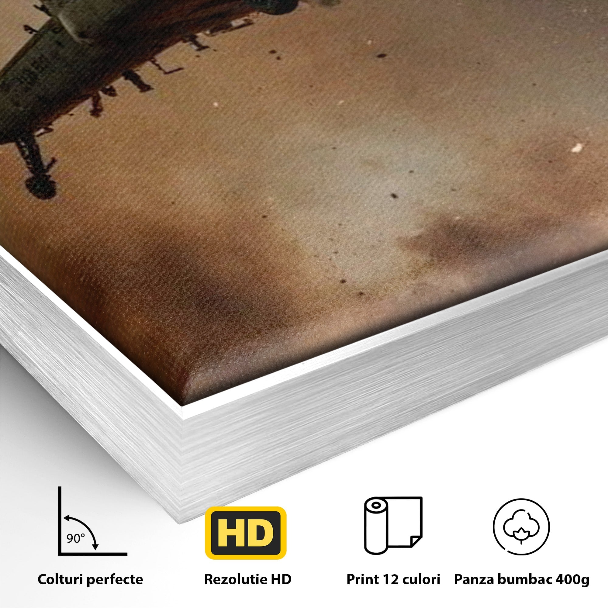 Tablou Canvas Premium LuxCanva® PI1290, Elicopter In Actiune, Foc, Actiune, Explozie, Cer, Dramatic, Living, Culori Vibrante