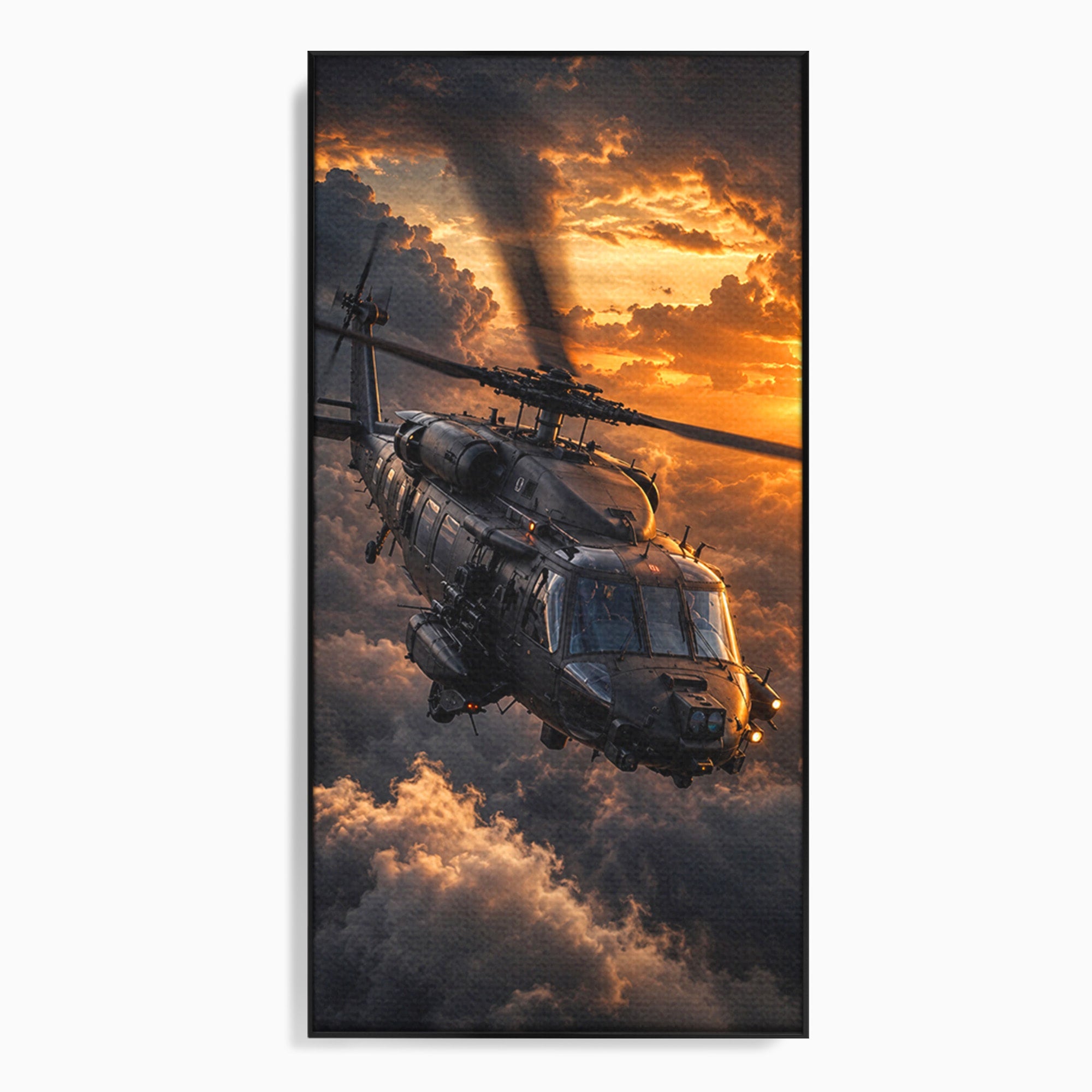 Tablou Canvas Premium LuxCanva® PI1291, Elicopter In Apus, Elice, Cer, Apus, Aventura, Dormitor, Culori Vibrante
