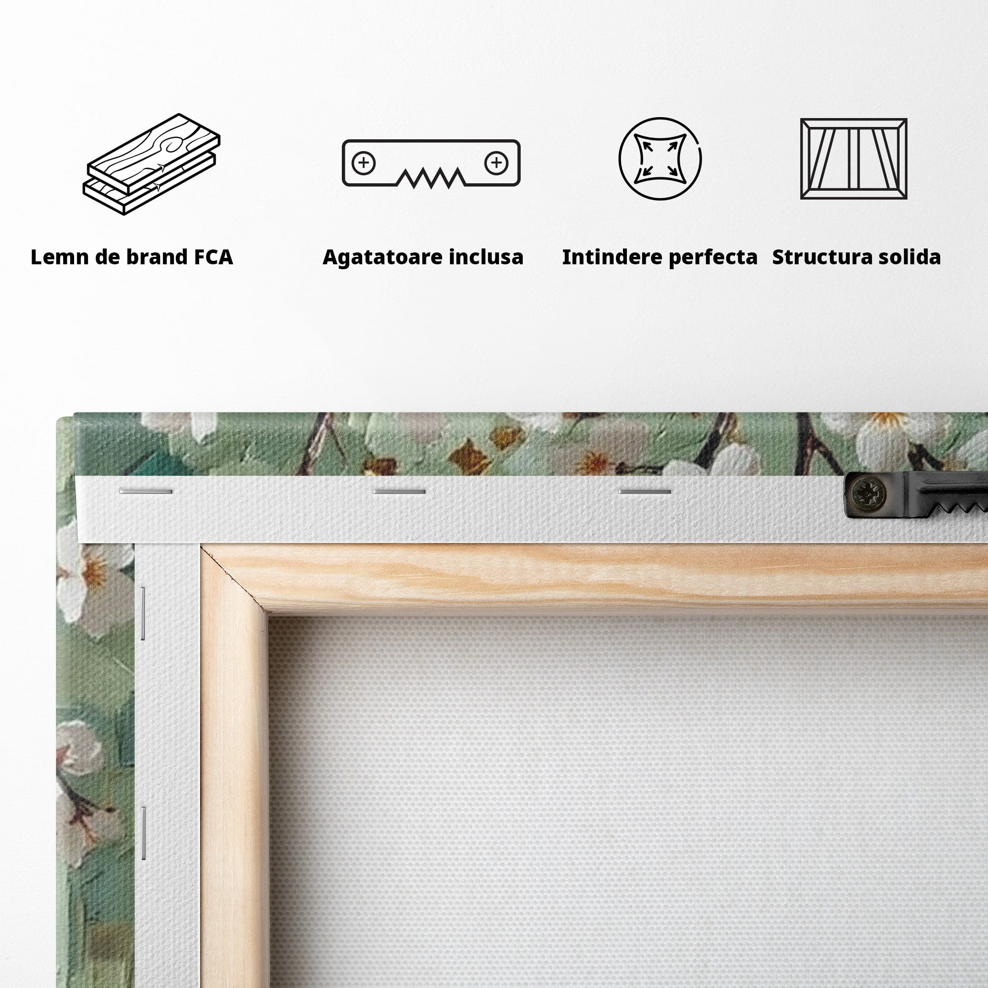 Tablou Canvas Premium LuxCanva® PI1294, Vaze Aurii Cu Flori, Decor, Frumos, Auriu, Living, Elegant, Culori Vibrante