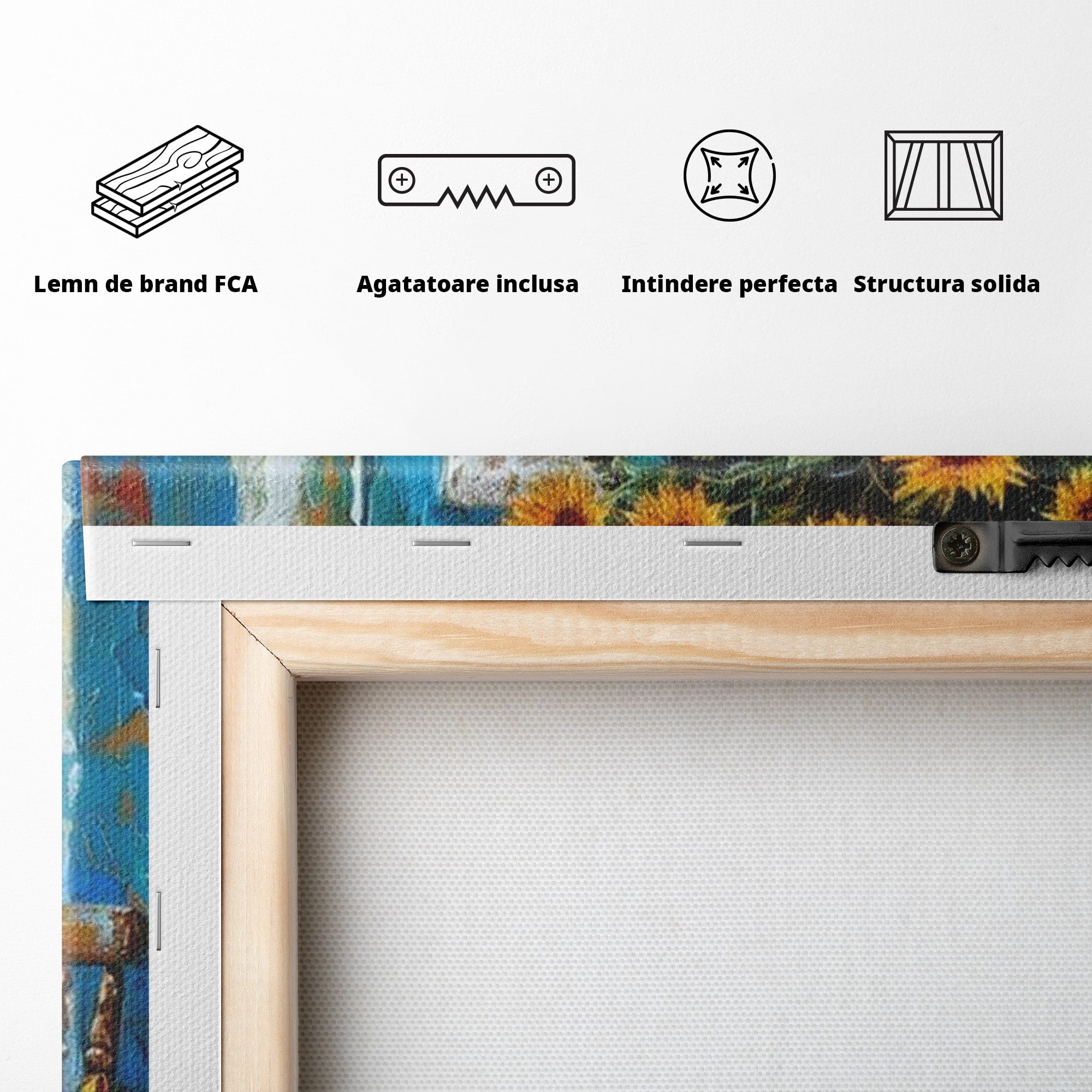 Tablou Canvas Premium LuxCanva® PI1295, Floarea Soarelui La Fereastra, Casa, Scaun, Natura, Rustic, Living, Culori Vibrante