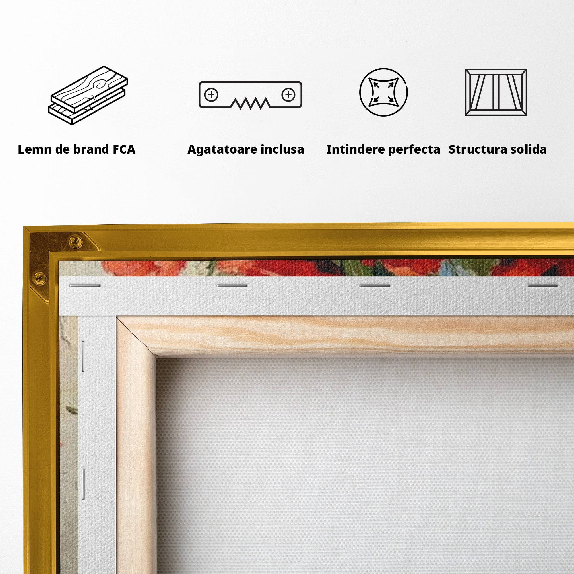 Tablou Canvas Premium LuxCanva® PI1296, Vaza Cu Maci Rosii, Planta, Flori, Vaza, Living, Dormitor, Culori Vibrante