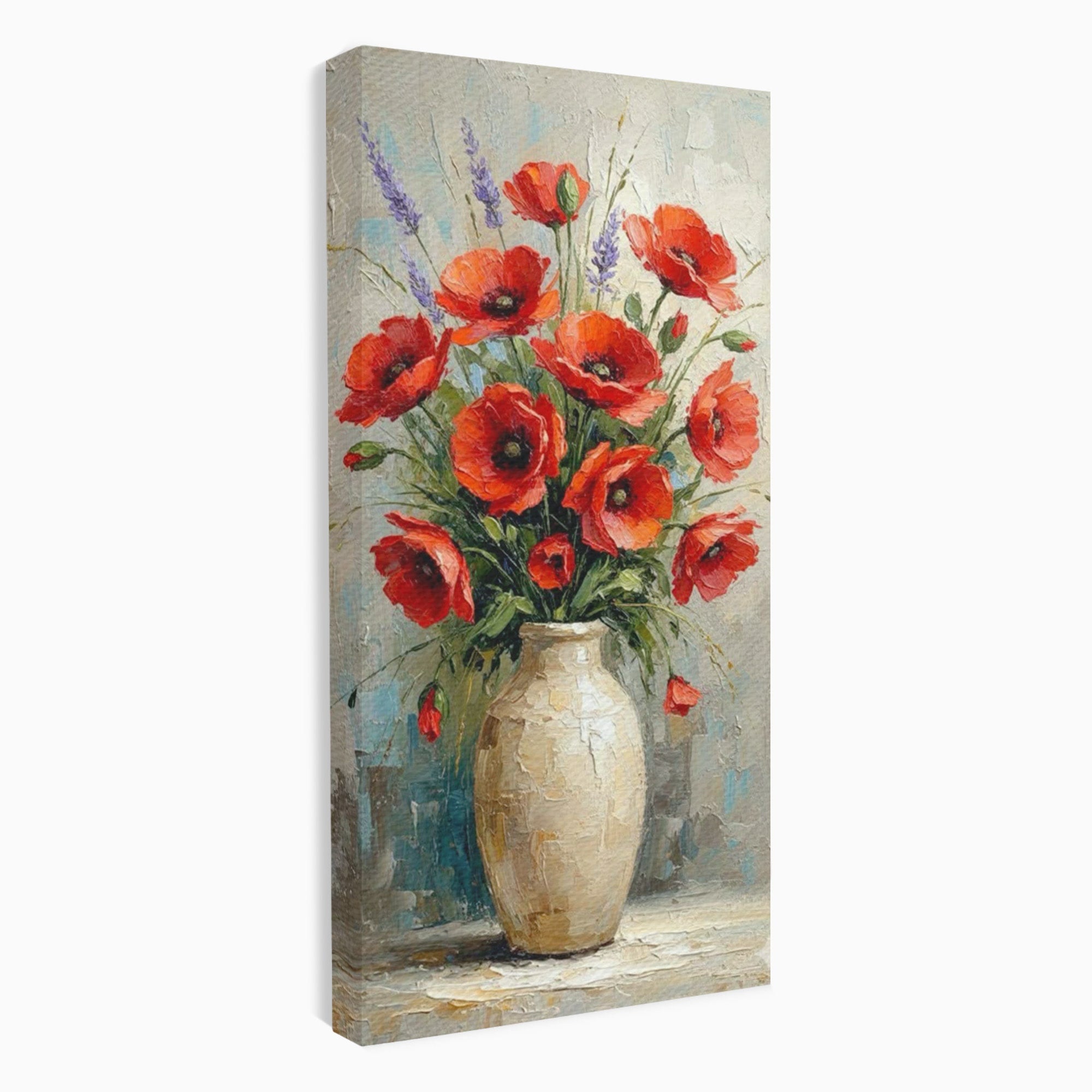 Tablou Canvas Premium LuxCanva® PI1296, Vaza Cu Maci Rosii, Planta, Flori, Vaza, Living, Dormitor, Culori Vibrante