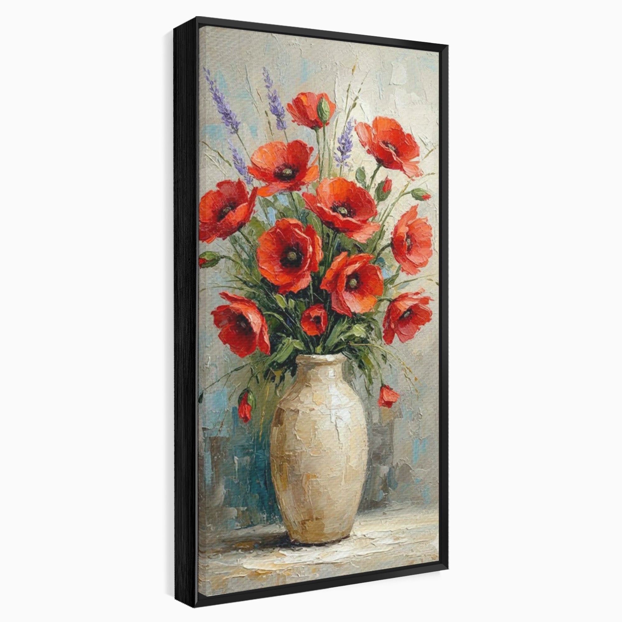 Tablou Canvas Premium LuxCanva® PI1296, Vaza Cu Maci Rosii, Planta, Flori, Vaza, Living, Dormitor, Culori Vibrante