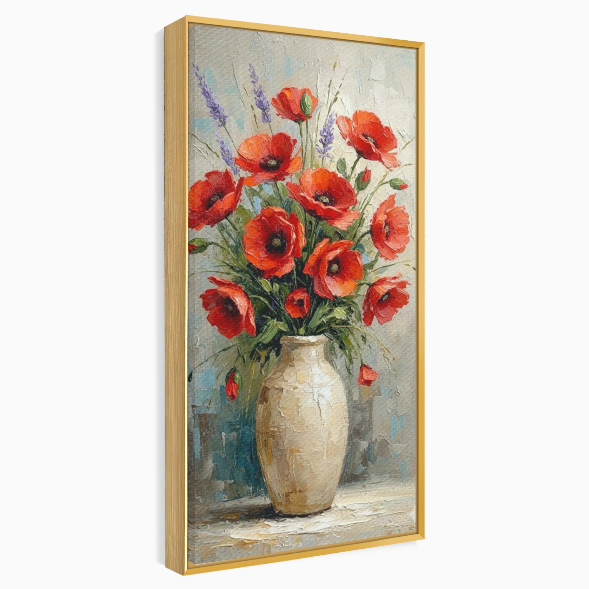 Tablou Canvas Premium LuxCanva® PI1296, Vaza Cu Maci Rosii, Planta, Flori, Vaza, Living, Dormitor, Culori Vibrante