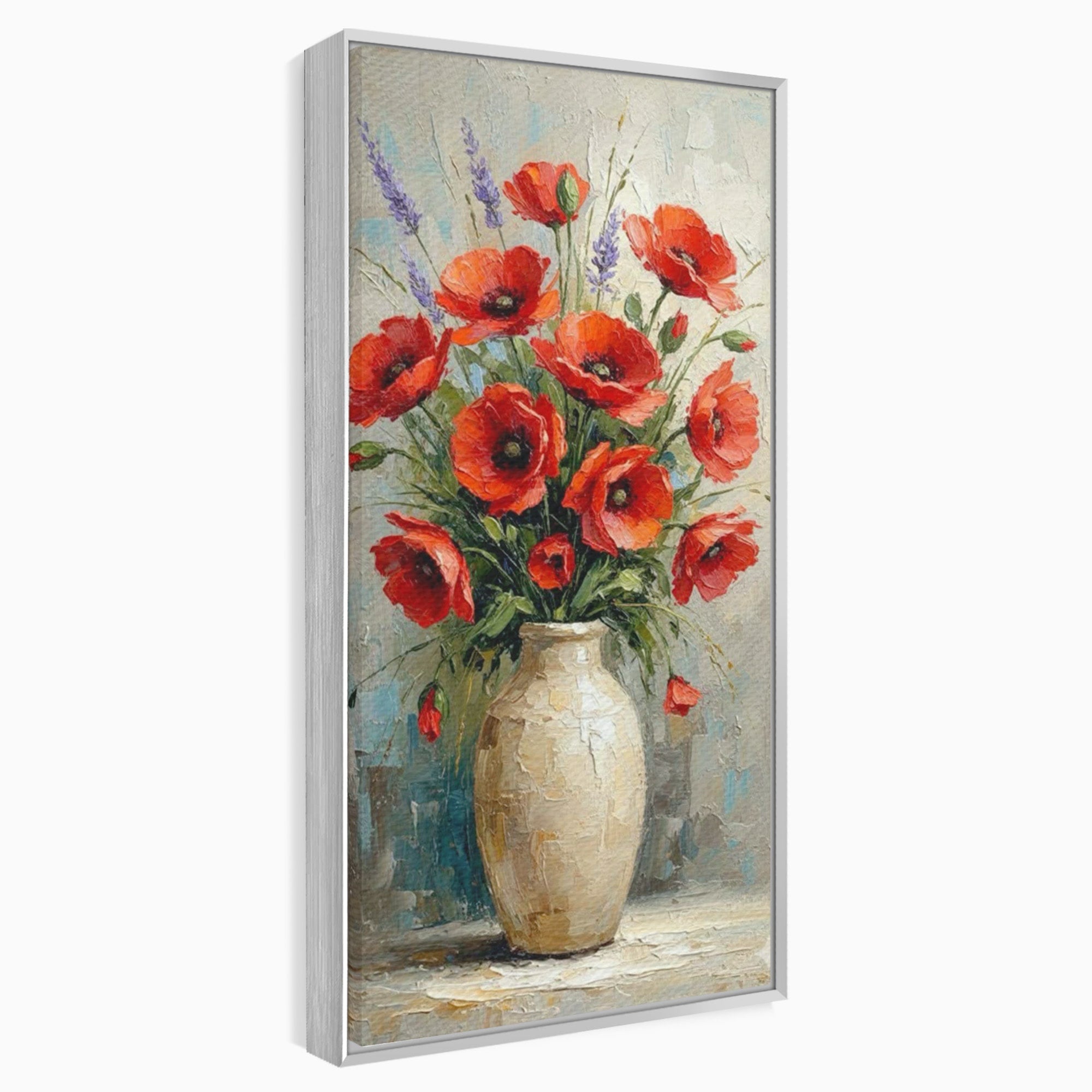 Tablou Canvas Premium LuxCanva® PI1296, Vaza Cu Maci Rosii, Planta, Flori, Vaza, Living, Dormitor, Culori Vibrante