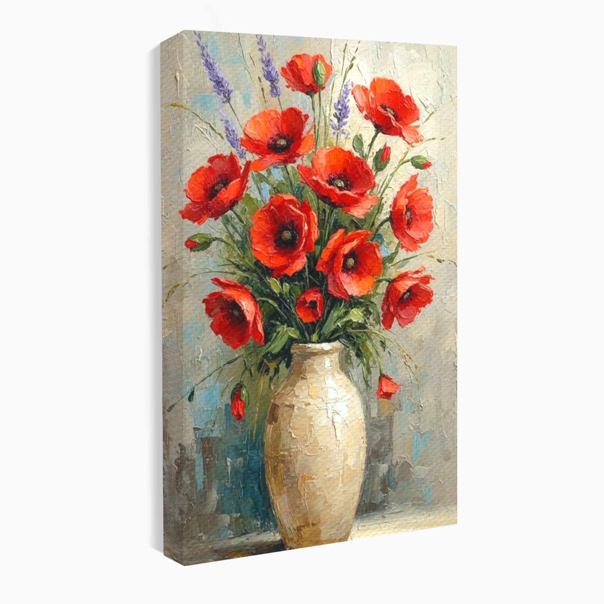 Tablou Canvas Premium LuxCanva® PI1296, Vaza Cu Maci Rosii, Planta, Flori, Vaza, Living, Dormitor, Culori Vibrante