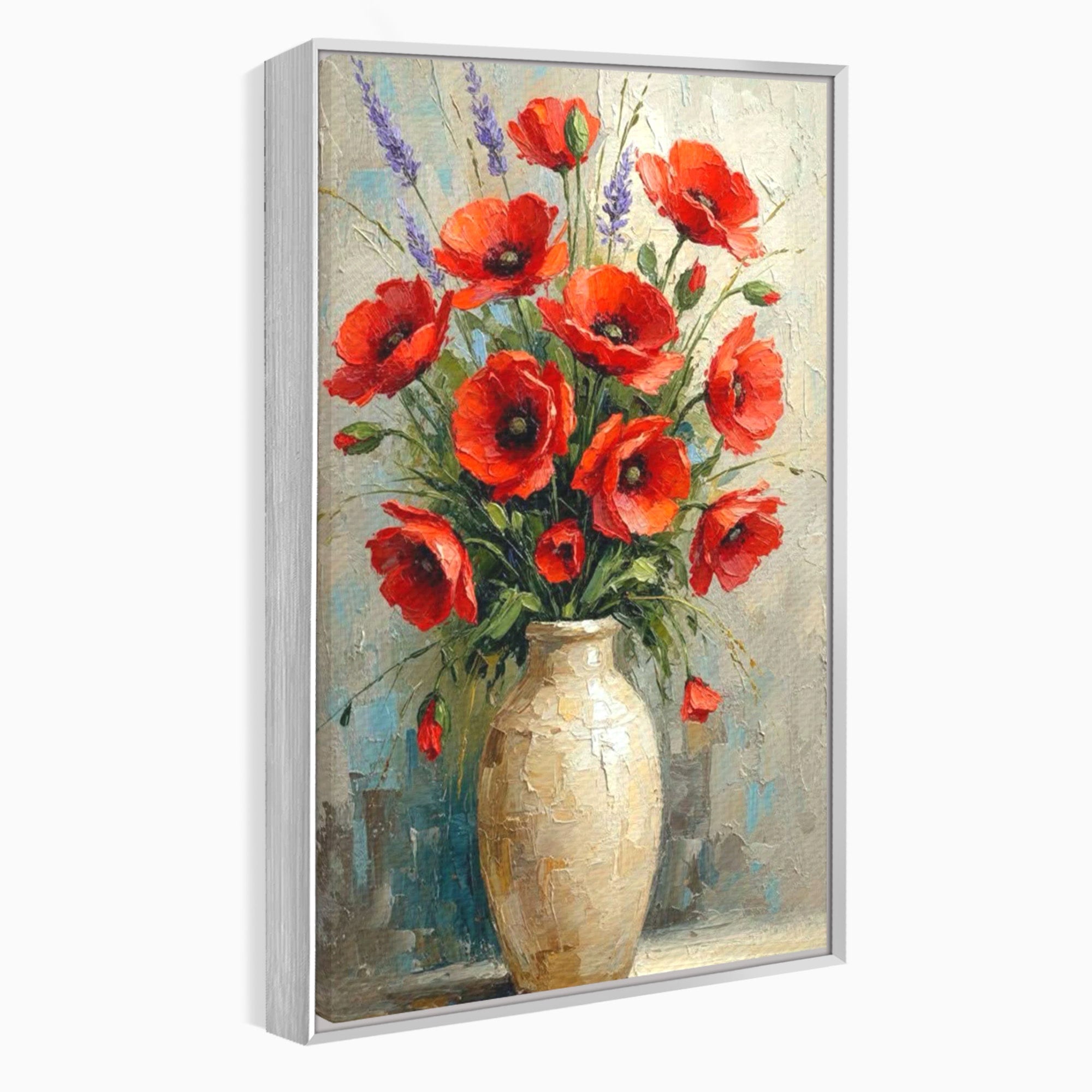 Tablou Canvas Premium LuxCanva® PI1296, Vaza Cu Maci Rosii, Planta, Flori, Vaza, Living, Dormitor, Culori Vibrante