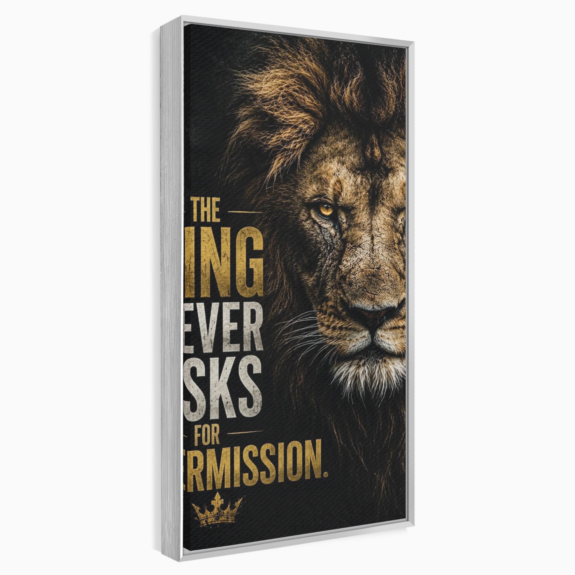 Tablou Canvas Premium LuxCanva® PI1297, Regele Leu, Coama, Animal, Putere, Motivational, Birou, Culori Vibrante