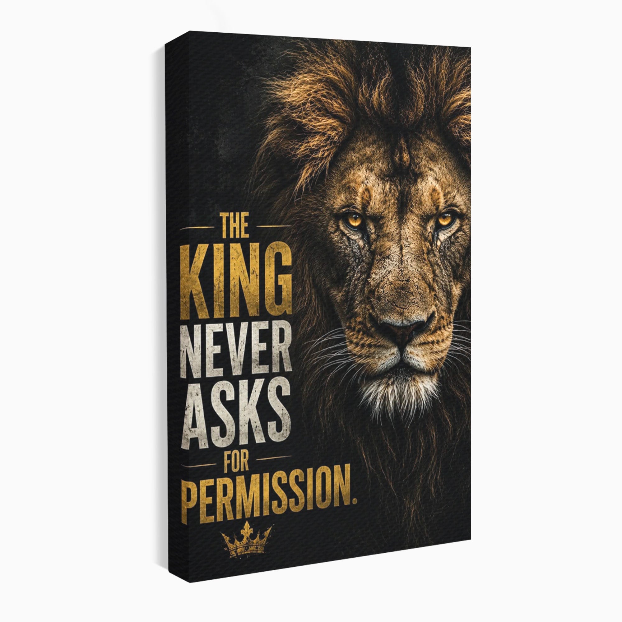 Tablou Canvas Premium LuxCanva® PI1297, Regele Leu, Coama, Animal, Putere, Motivational, Birou, Culori Vibrante