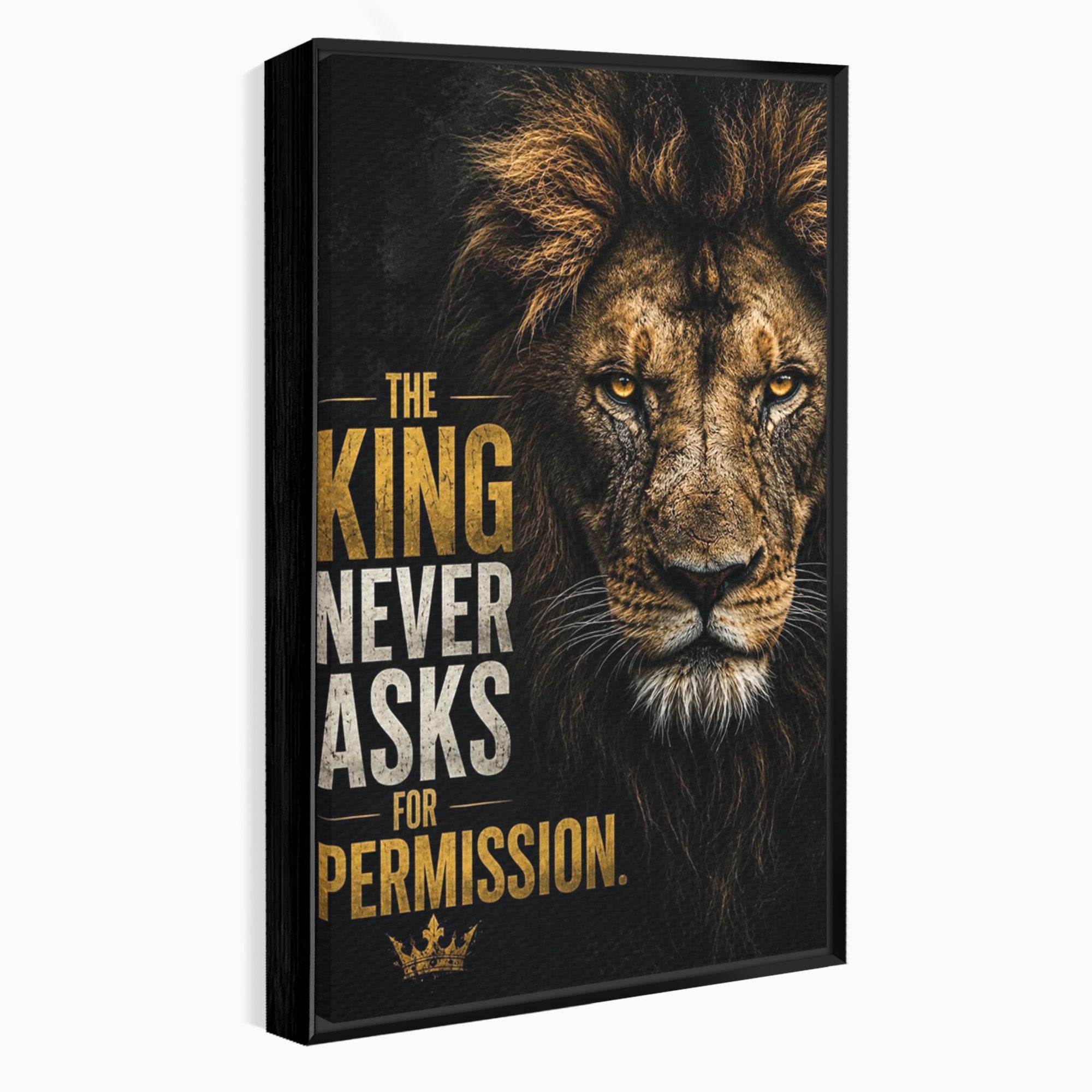 Tablou Canvas Premium LuxCanva® PI1297, Regele Leu, Coama, Animal, Putere, Motivational, Birou, Culori Vibrante