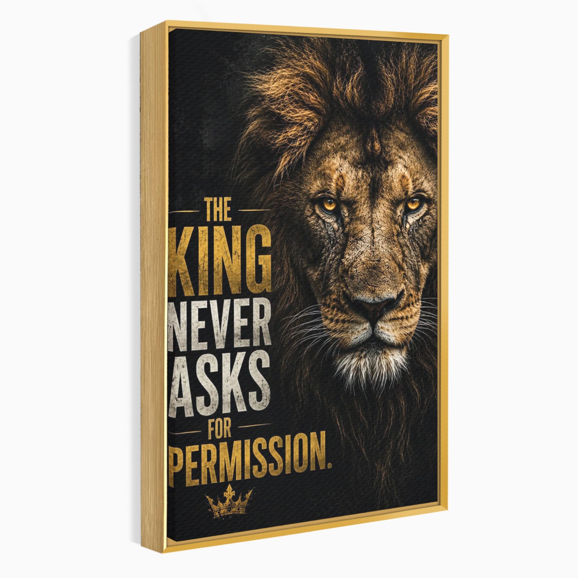 Tablou Canvas Premium LuxCanva® PI1297, Regele Leu, Coama, Animal, Putere, Motivational, Birou, Culori Vibrante