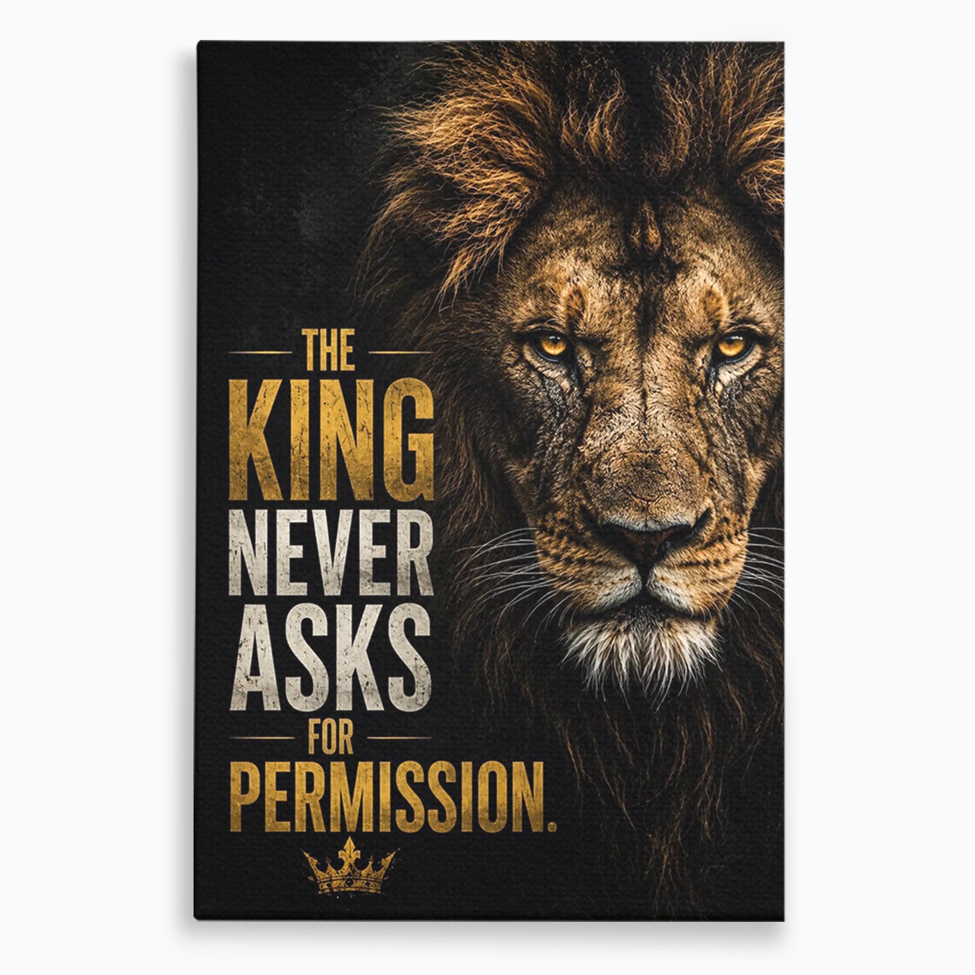 Tablou Canvas Premium LuxCanva® PI1297, Regele Leu, Coama, Animal, Putere, Motivational, Birou, Culori Vibrante