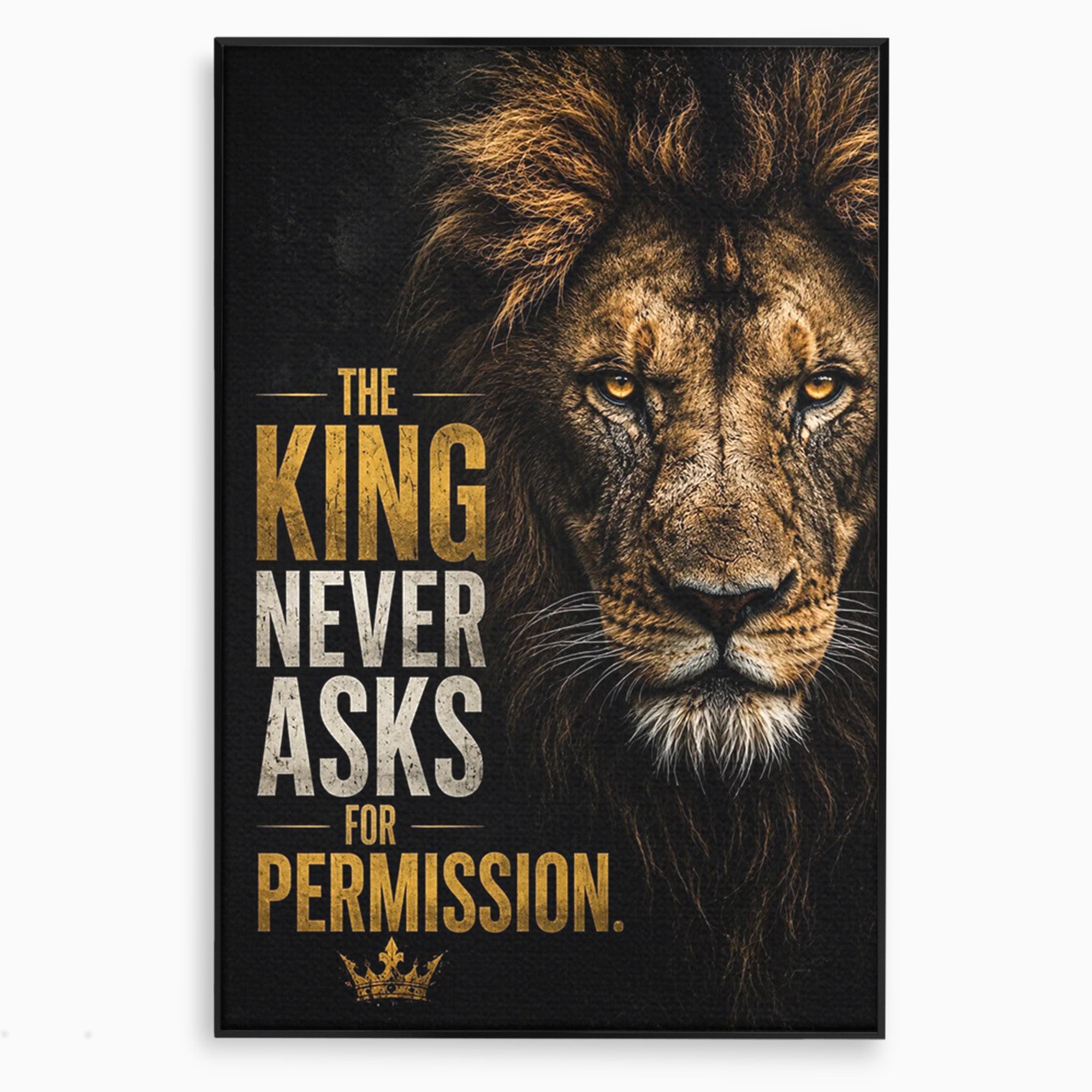Tablou Canvas Premium LuxCanva® PI1297, Regele Leu, Coama, Animal, Putere, Motivational, Birou, Culori Vibrante