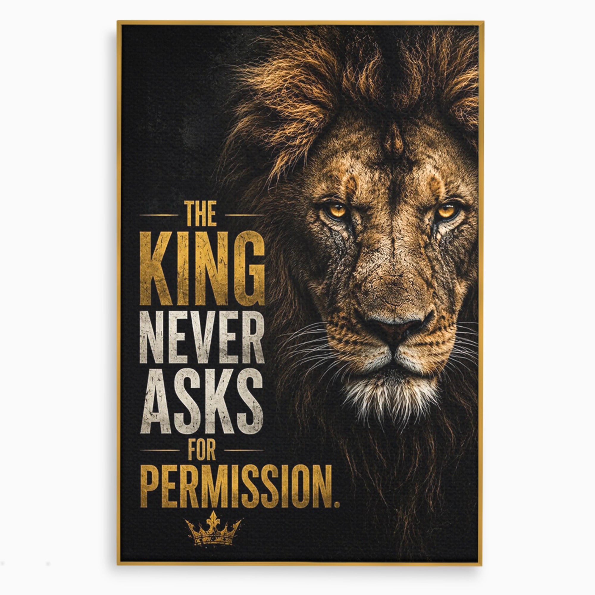 Tablou Canvas Premium LuxCanva® PI1297, Regele Leu, Coama, Animal, Putere, Motivational, Birou, Culori Vibrante