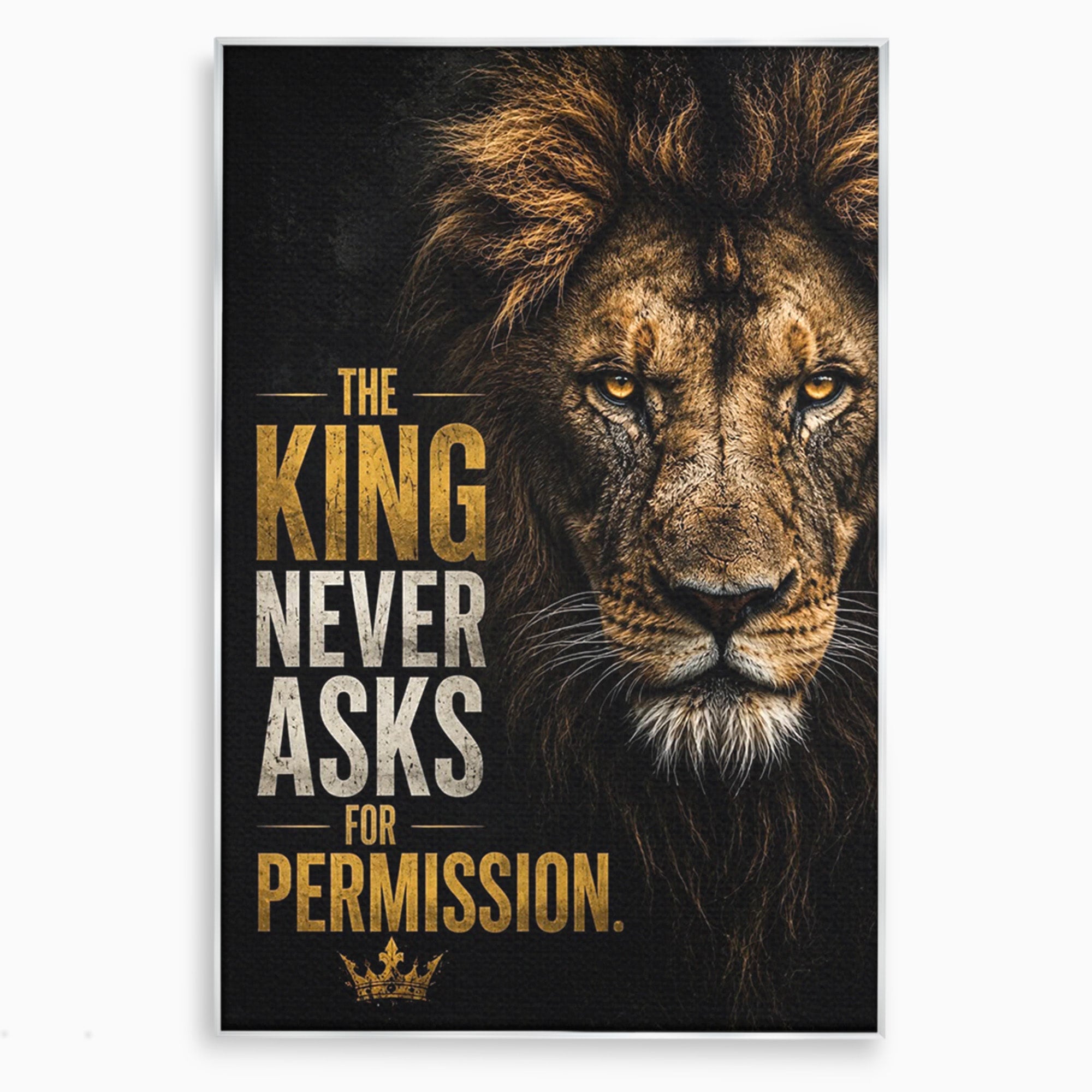 Tablou Canvas Premium LuxCanva® PI1297, Regele Leu, Coama, Animal, Putere, Motivational, Birou, Culori Vibrante