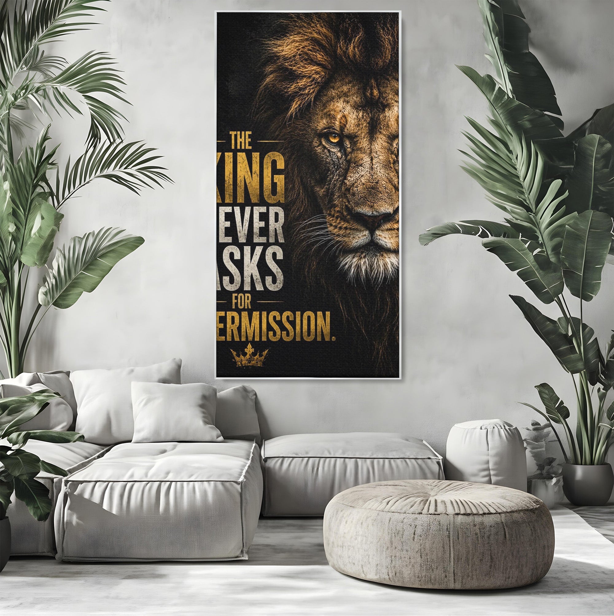Tablou Canvas Premium LuxCanva® PI1297, Regele Leu, Coama, Animal, Putere, Motivational, Birou, Culori Vibrante