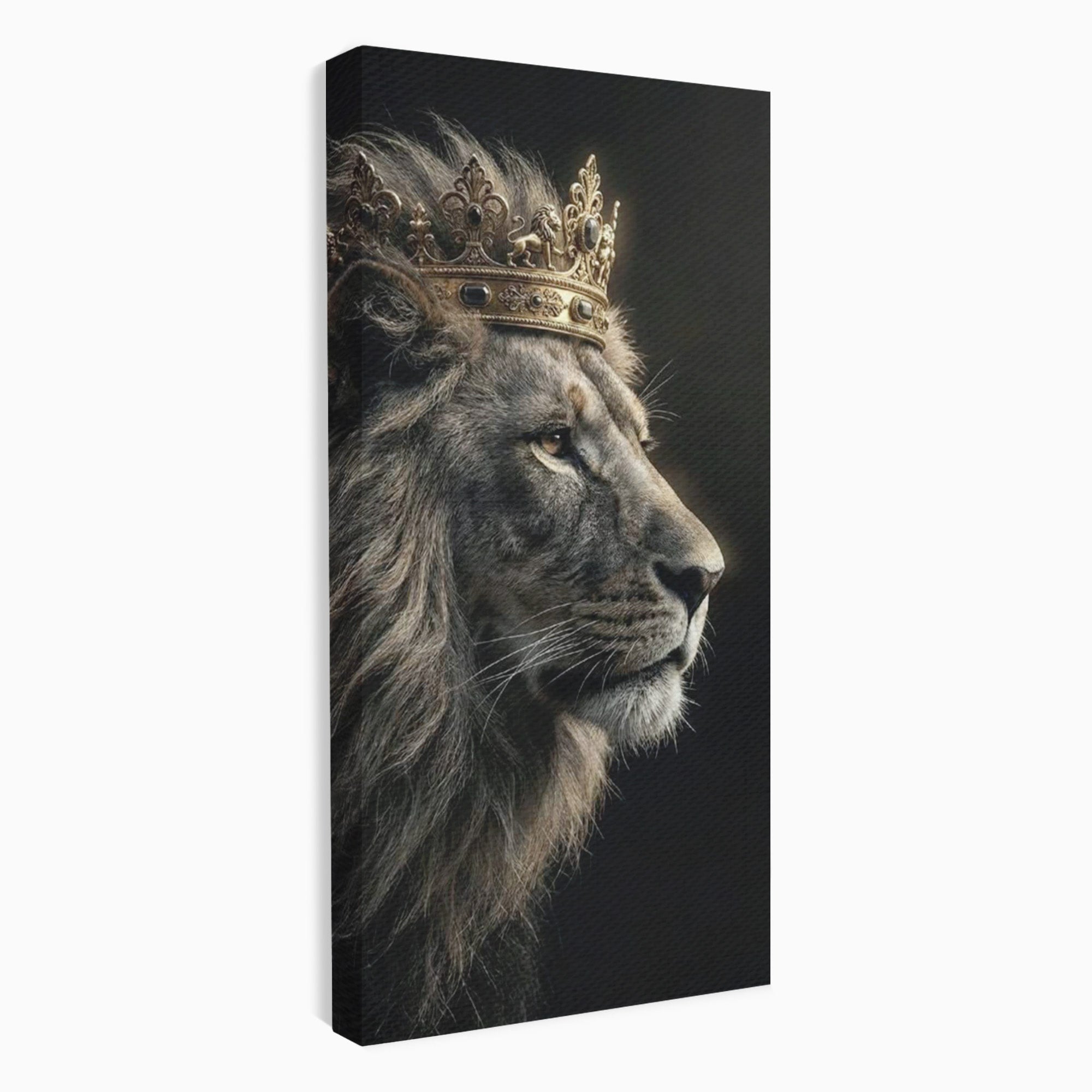 Tablou Canvas Premium LuxCanva® PI1298, Privirea Regala a Leului, Privire, Regal, Coroana, Dormitor, Birou, Culori Vibrante