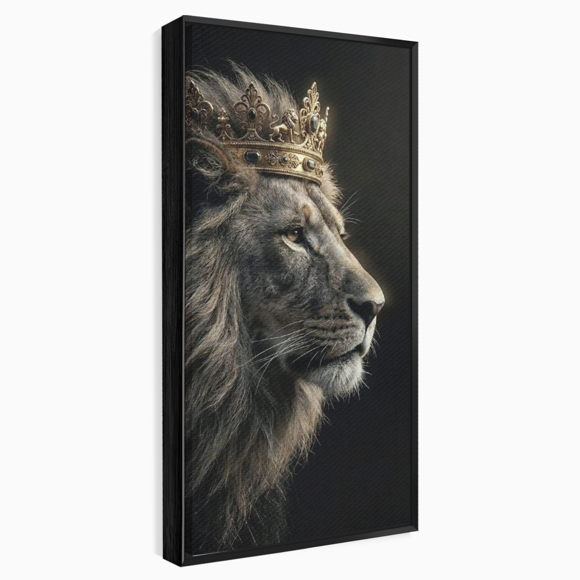 Tablou Canvas Premium LuxCanva® PI1298, Privirea Regala a Leului, Privire, Regal, Coroana, Dormitor, Birou, Culori Vibrante