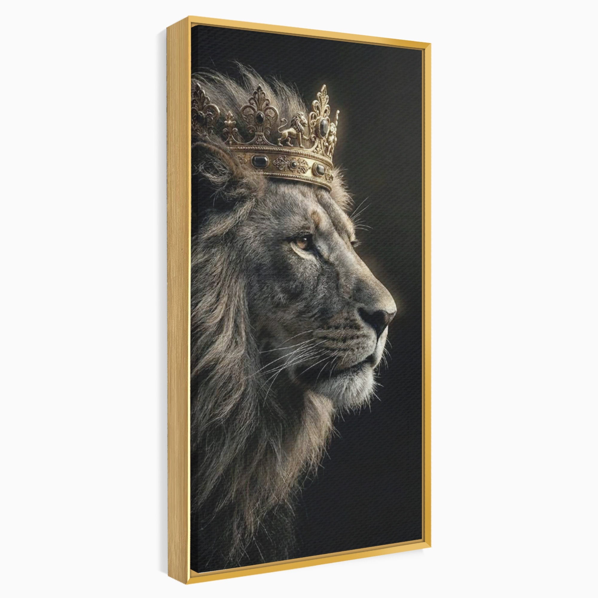 Tablou Canvas Premium LuxCanva® PI1298, Privirea Regala a Leului, Privire, Regal, Coroana, Dormitor, Birou, Culori Vibrante