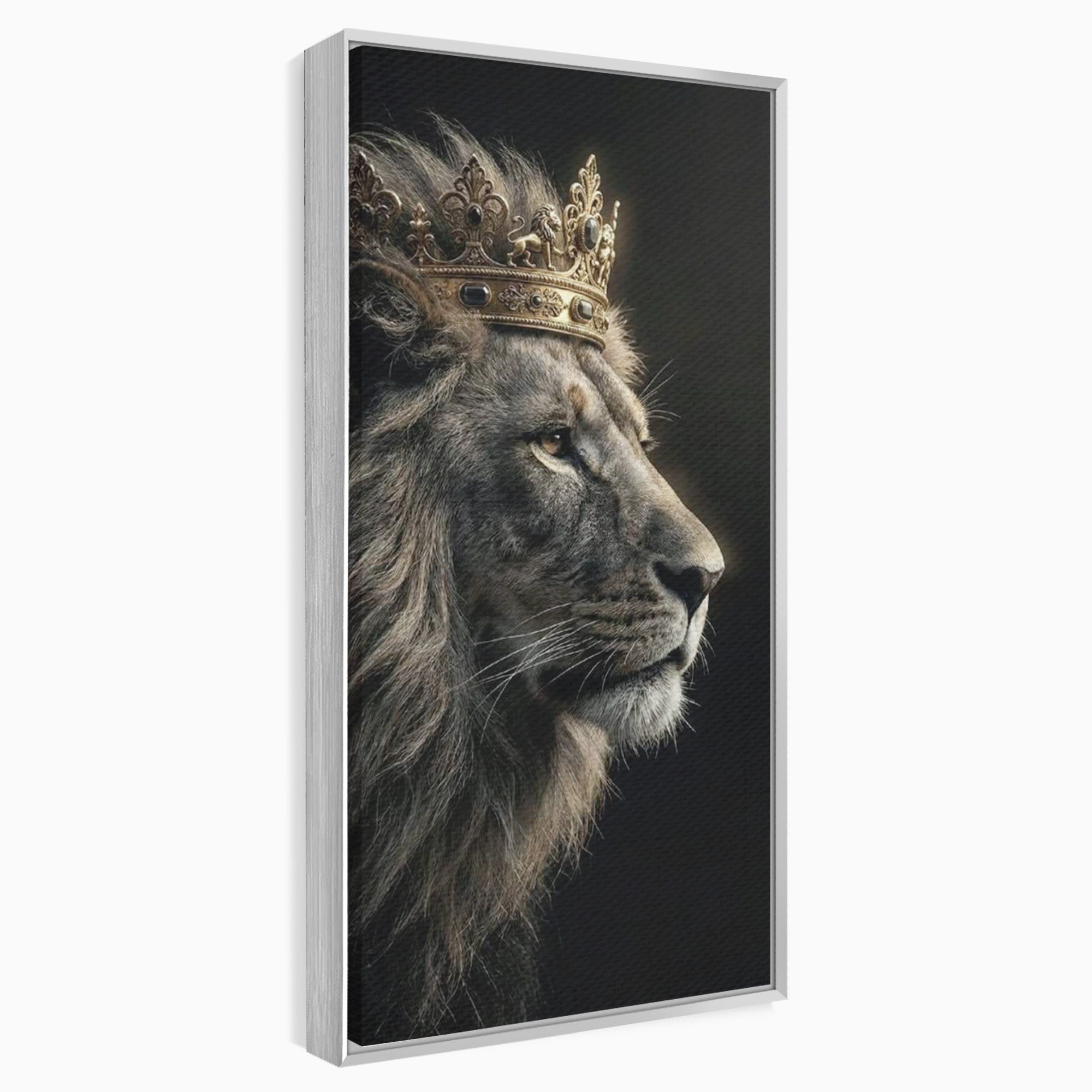 Tablou Canvas Premium LuxCanva® PI1298, Privirea Regala a Leului, Privire, Regal, Coroana, Dormitor, Birou, Culori Vibrante