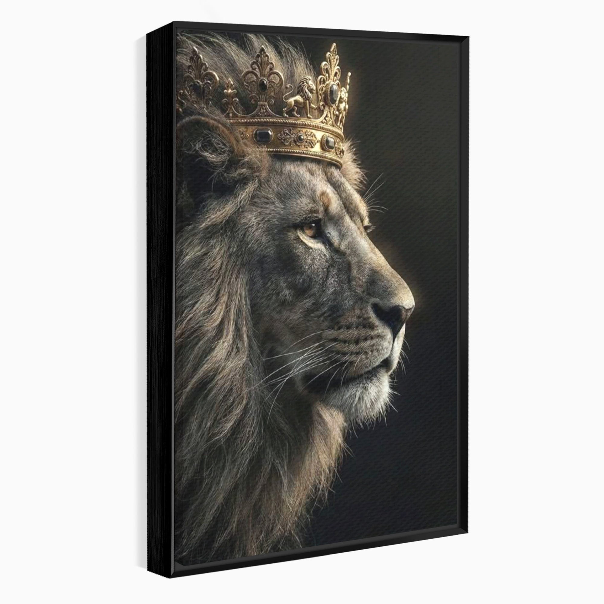 Tablou Canvas Premium LuxCanva® PI1298, Privirea Regala a Leului, Privire, Regal, Coroana, Dormitor, Birou, Culori Vibrante
