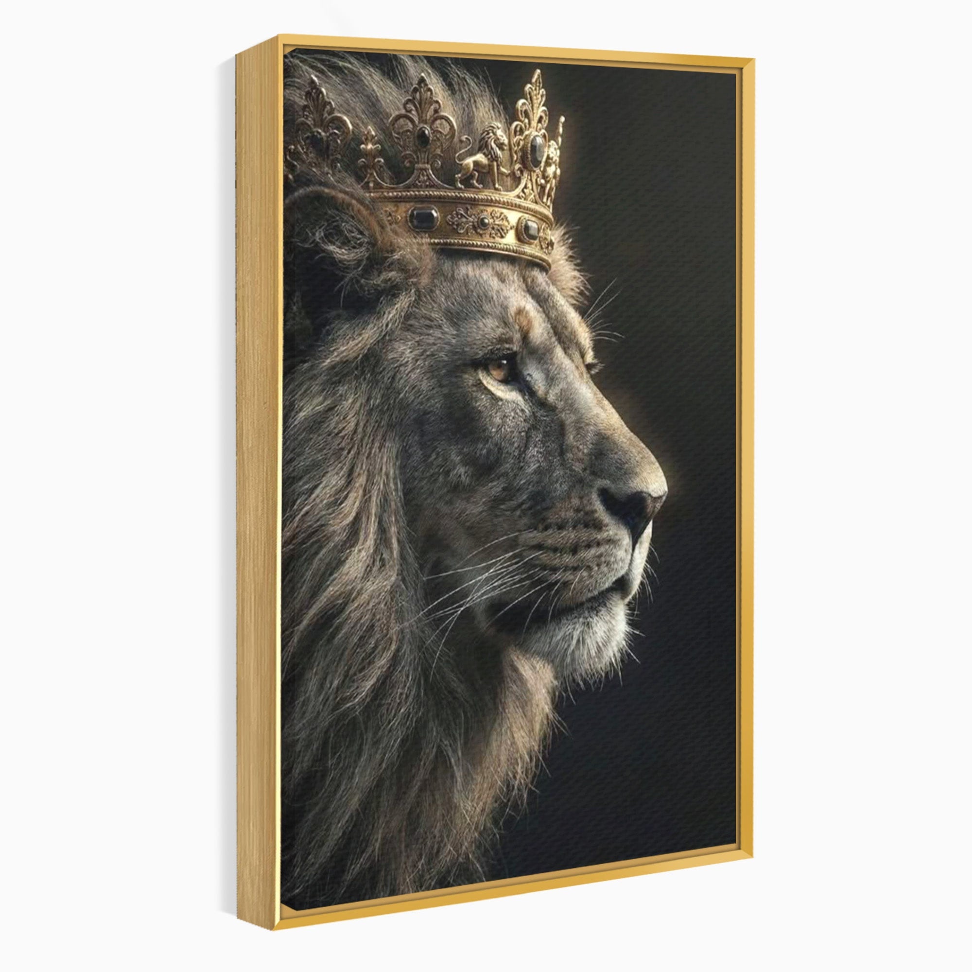 Tablou Canvas Premium LuxCanva® PI1298, Privirea Regala a Leului, Privire, Regal, Coroana, Dormitor, Birou, Culori Vibrante
