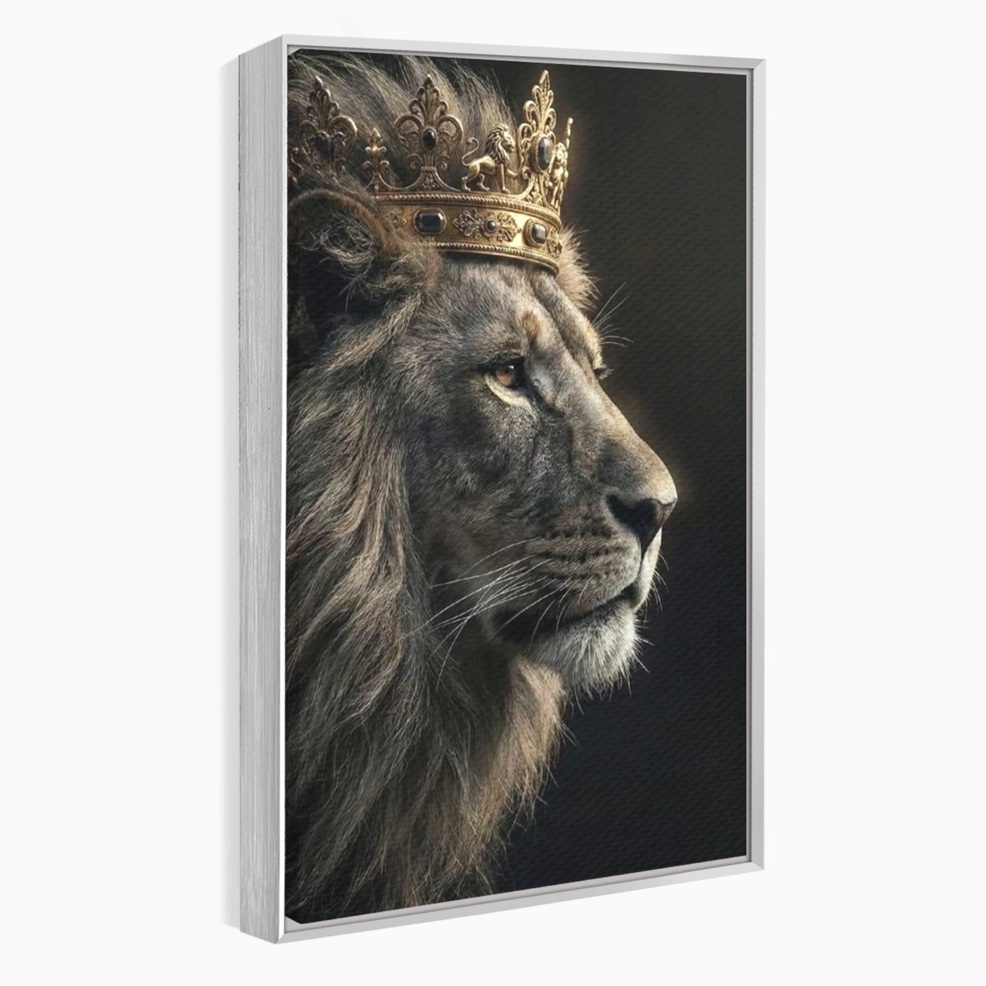 Tablou Canvas Premium LuxCanva® PI1298, Privirea Regala a Leului, Privire, Regal, Coroana, Dormitor, Birou, Culori Vibrante