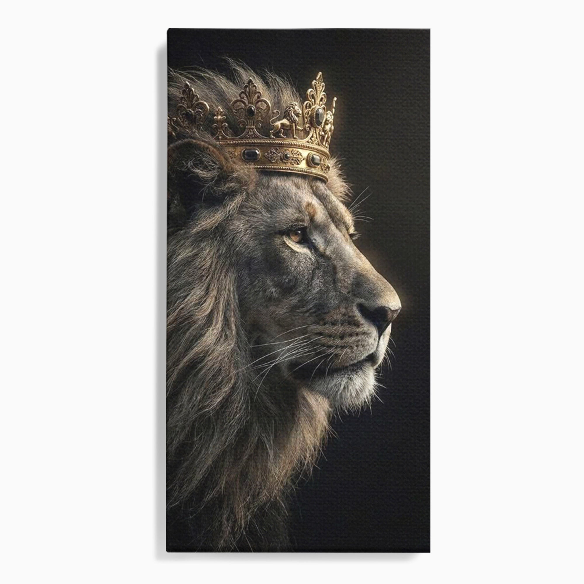 Tablou Canvas Premium LuxCanva® PI1298, Privirea Regala a Leului, Privire, Regal, Coroana, Dormitor, Birou, Culori Vibrante