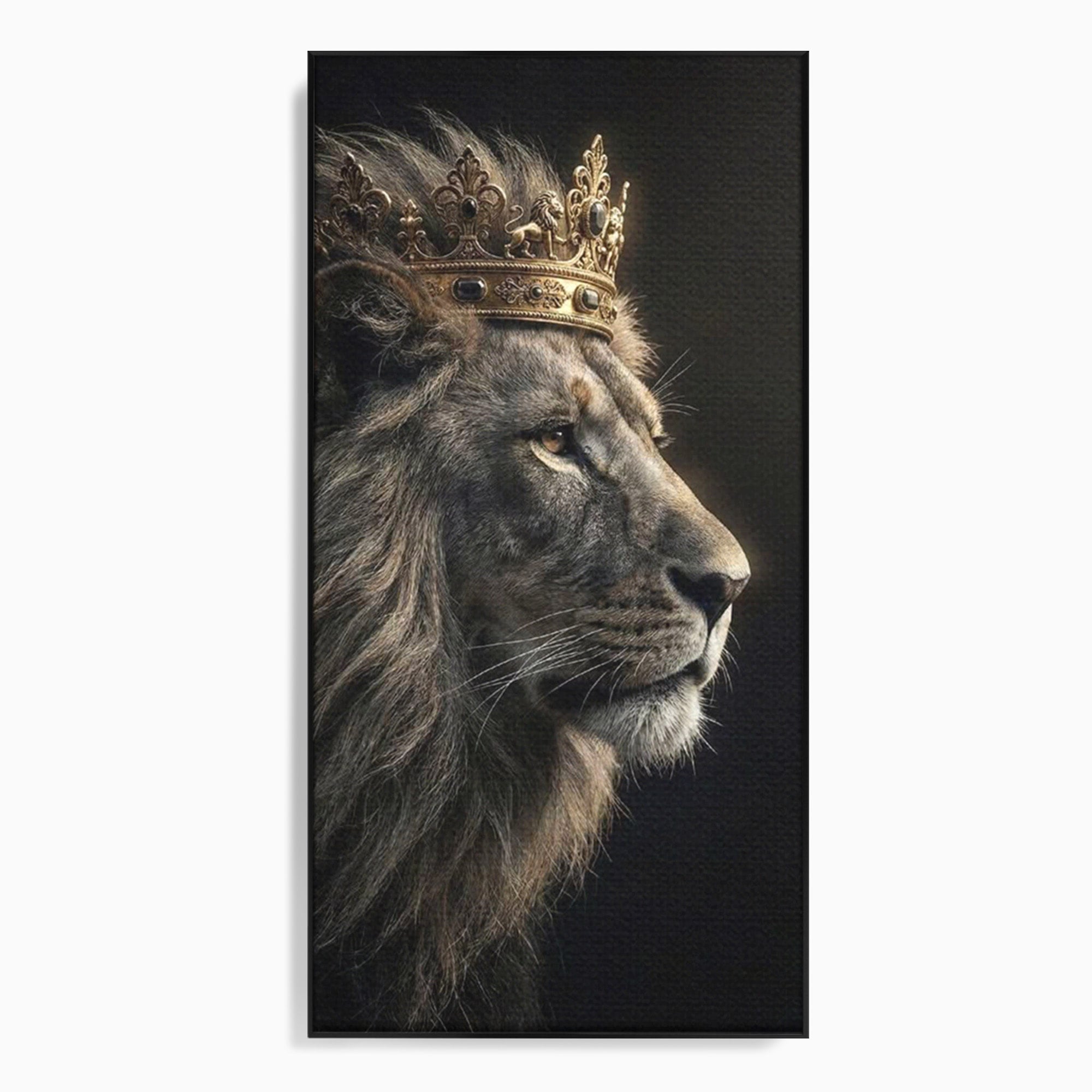 Tablou Canvas Premium LuxCanva® PI1298, Privirea Regala a Leului, Privire, Regal, Coroana, Dormitor, Birou, Culori Vibrante