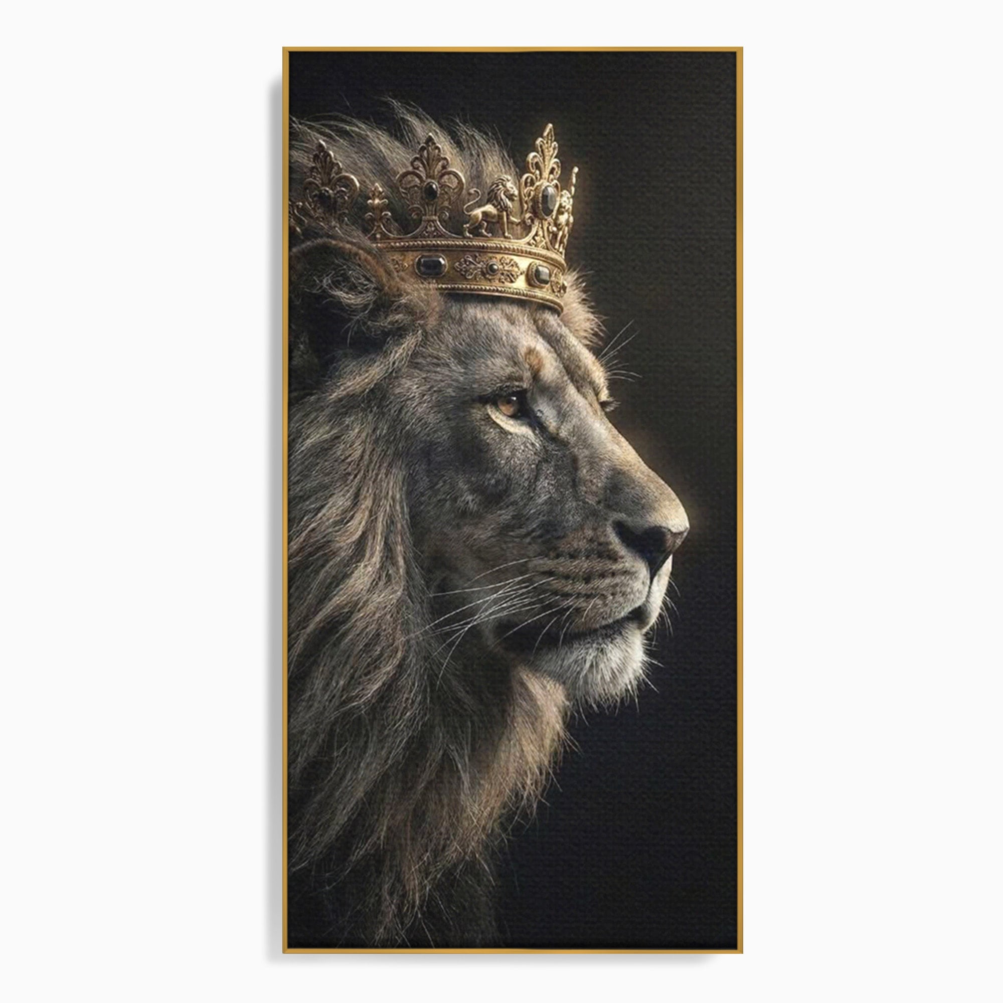 Tablou Canvas Premium LuxCanva® PI1298, Privirea Regala a Leului, Privire, Regal, Coroana, Dormitor, Birou, Culori Vibrante